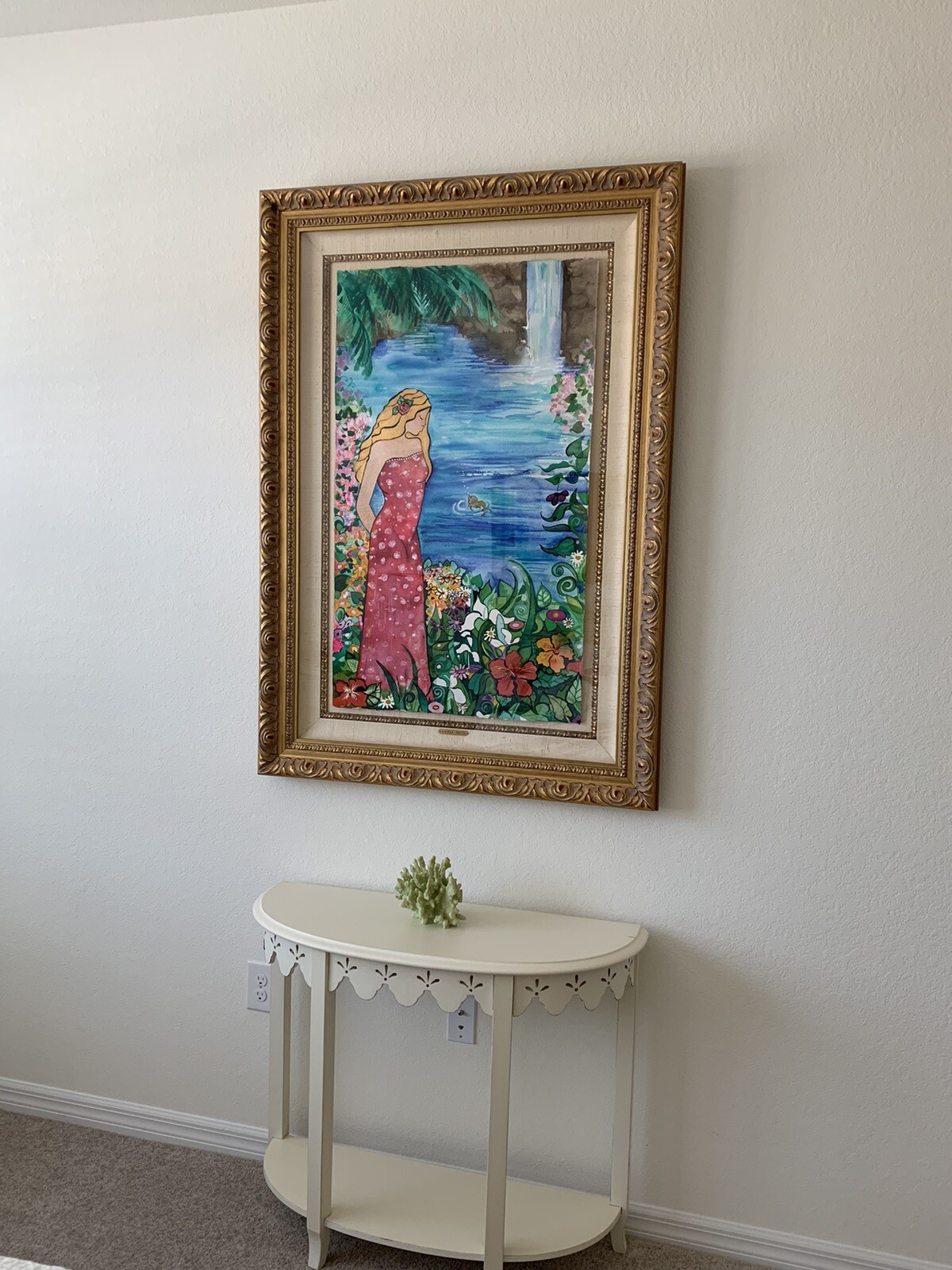 ANDREA SMITH ORIGINAL WATERCOLOR «AT THE WATERFALL» 37-1/2” X 54-1/2”