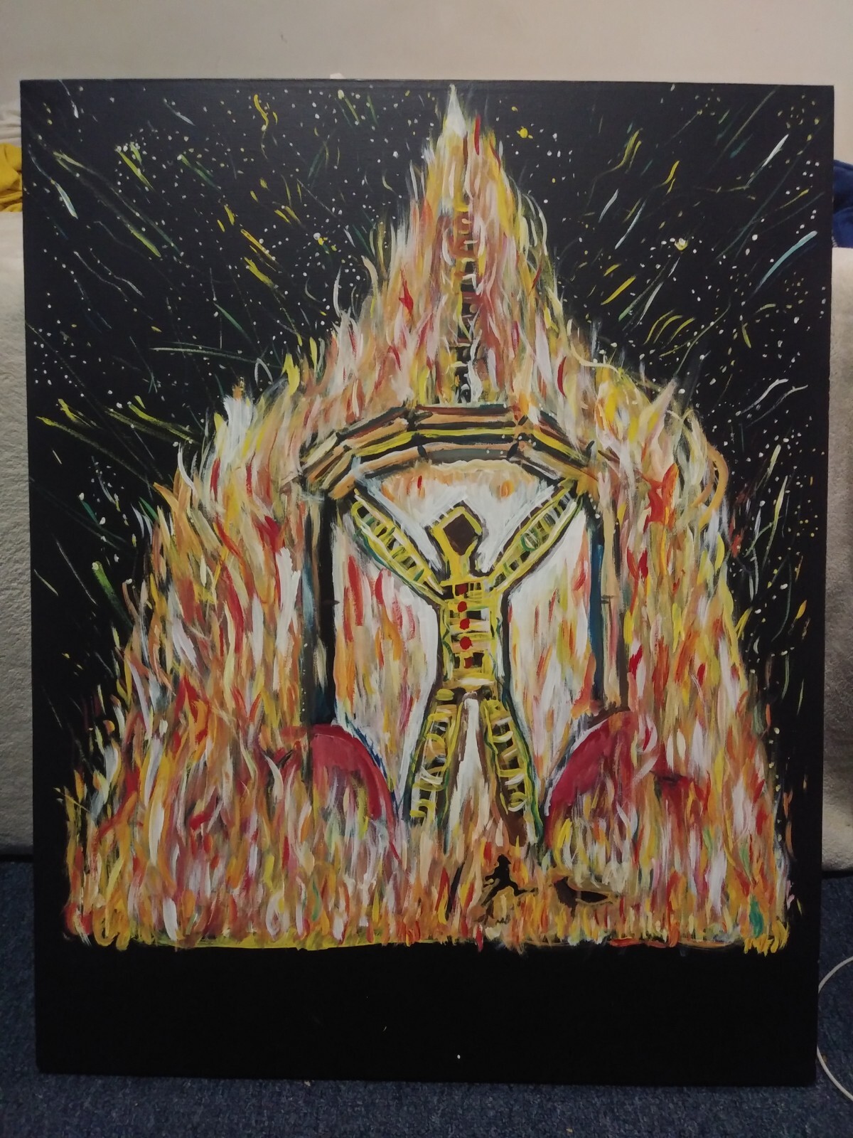 The Burning Man Painting Original Artwork Signed