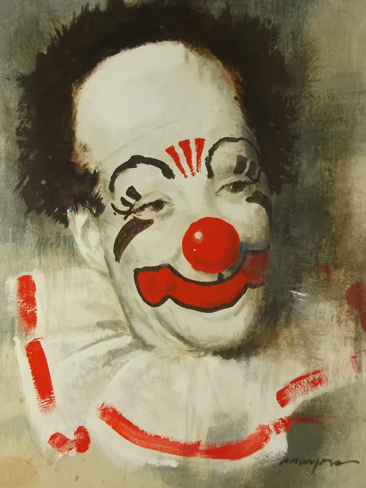 GEORGE H. MAYERS (1920-1987) Original Acrylic CLOWN HEAD Painting c.1950 Signed