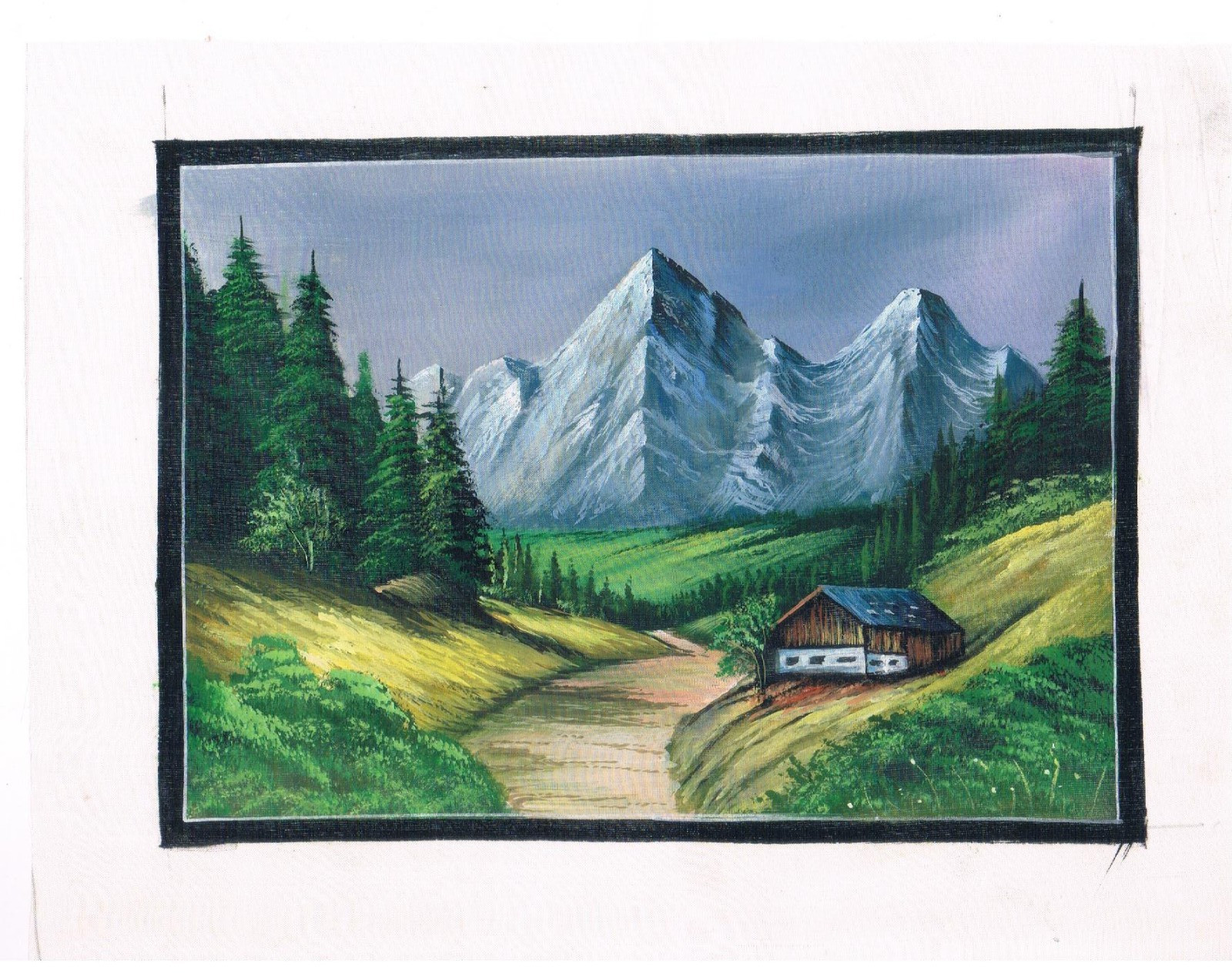 Handmade Painting Of Landscape on cloth 9x7Inches
