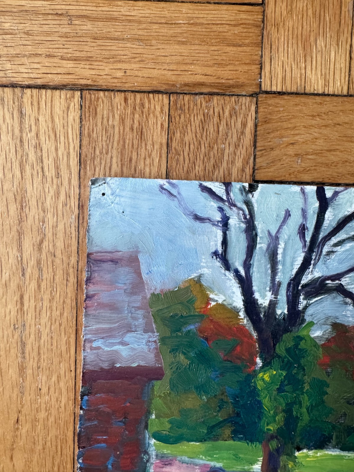 Vintage Painting Acrylic On Cardboard Landscape 9 x 11 Peter Feldman OOAK