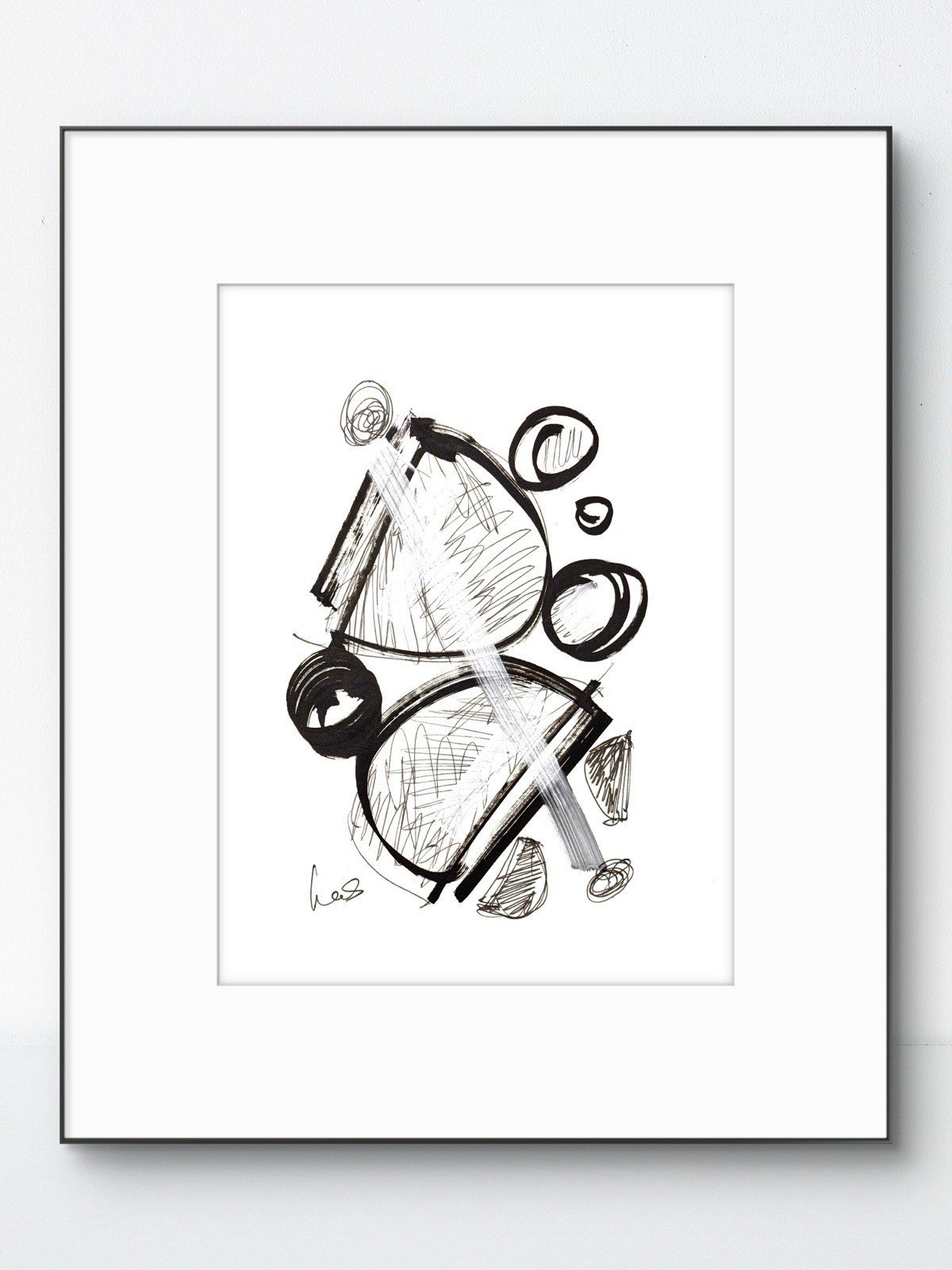 Original Abstract Minimalism 9×12 Paper Ink Handmade Signed Fine Wall Art 24