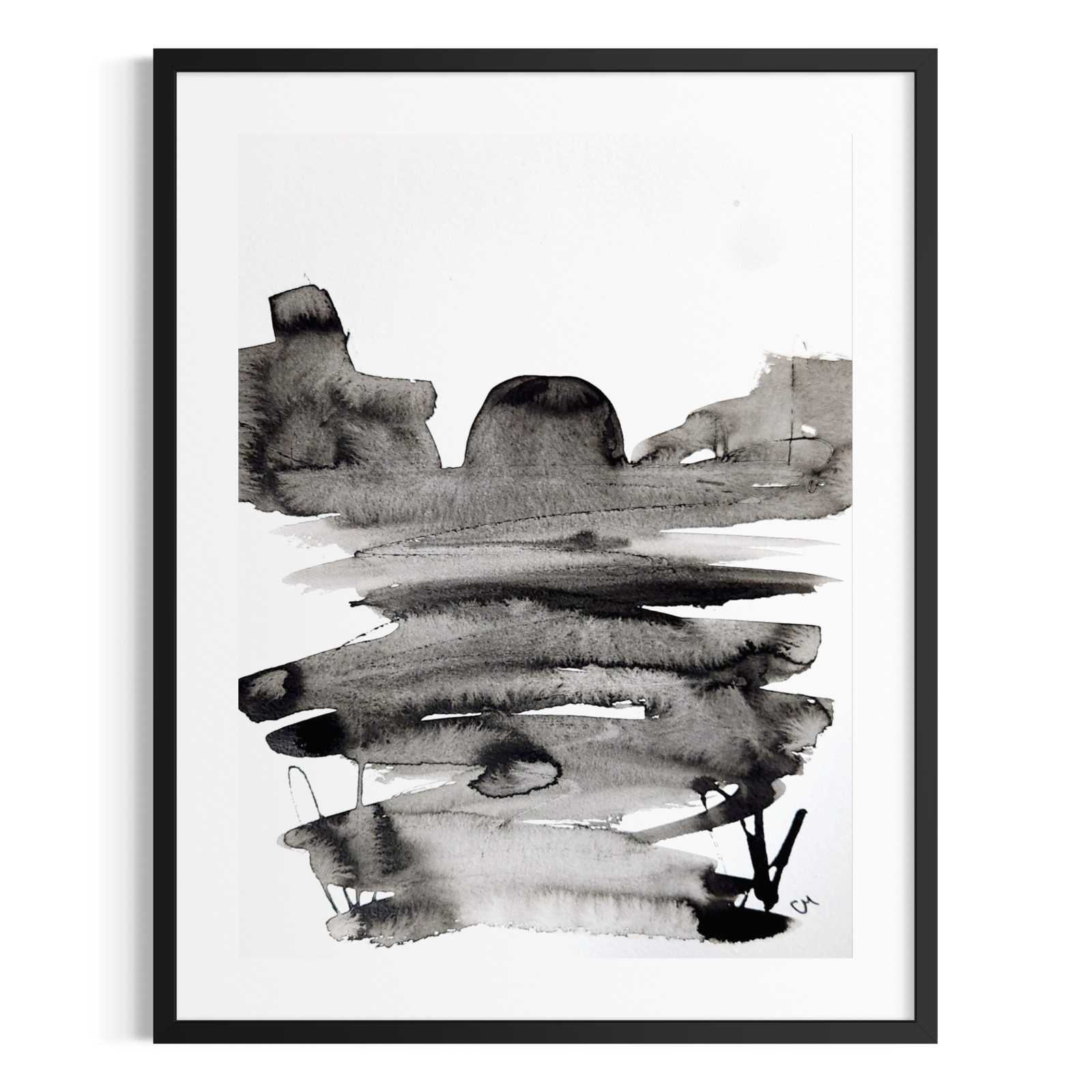 Original Abstract Acrylic 9×12 Desert Black White Striking One of a Kind