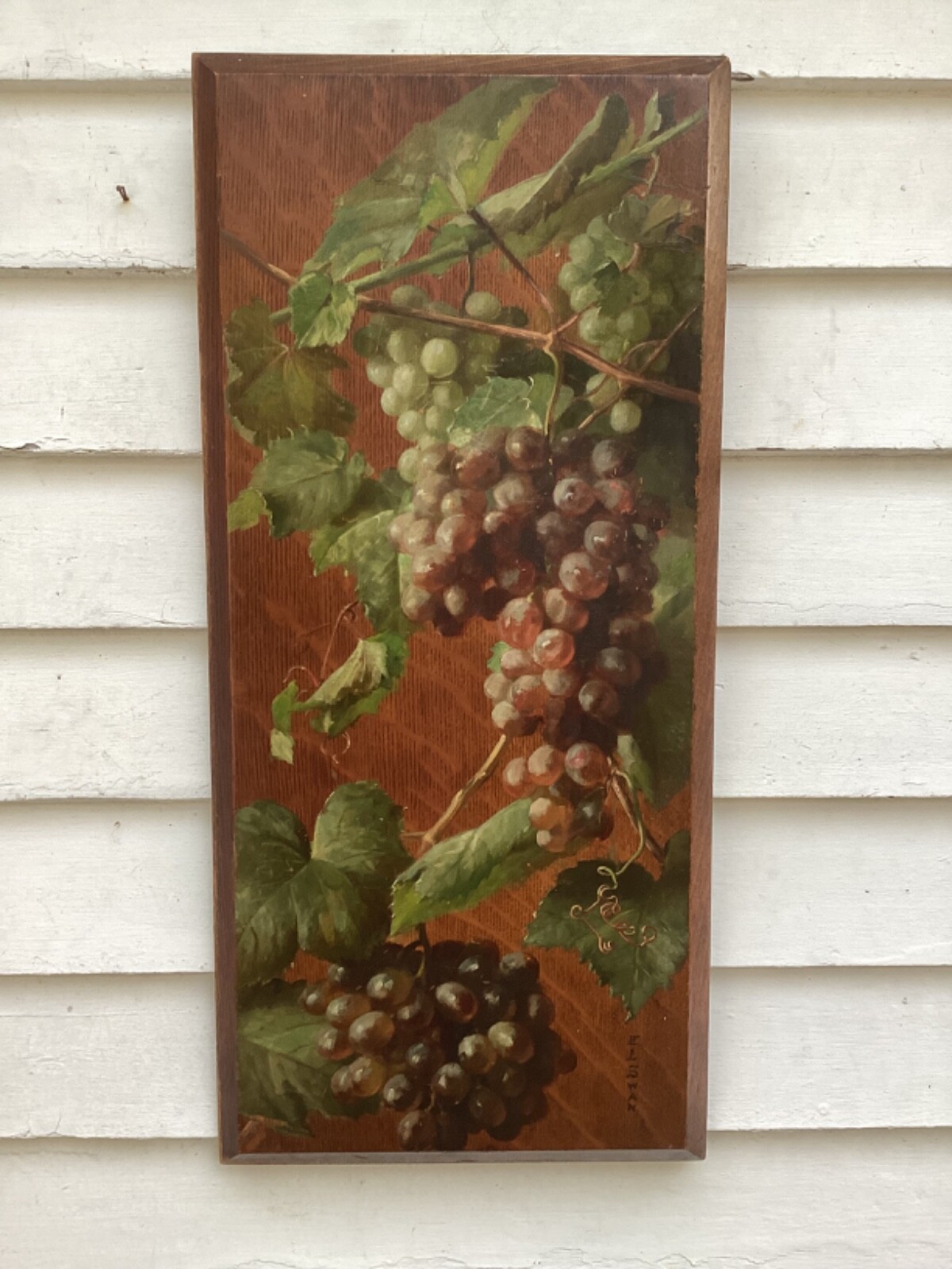 Rhode Island Artist Emma Levina Swan Grape Vine Oil/Oak Panel