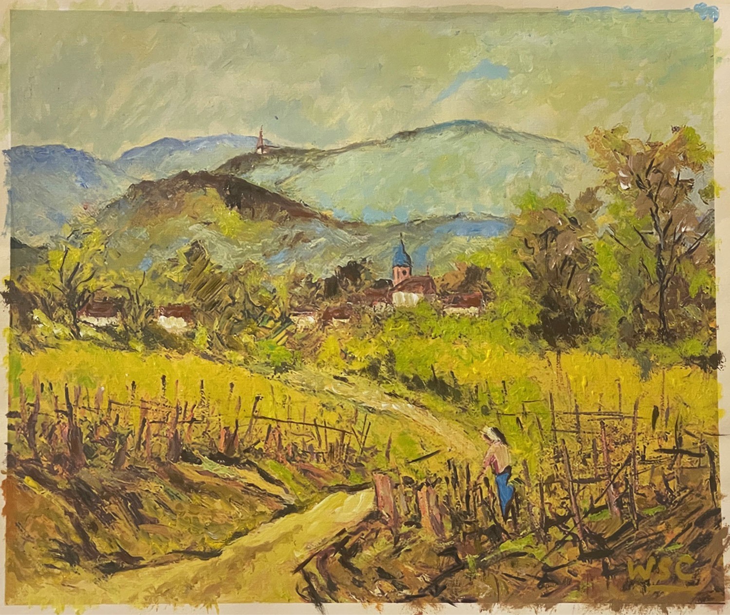 Winston Churchill’s Captivating Landscape Gouache on Paper Signed Stamped