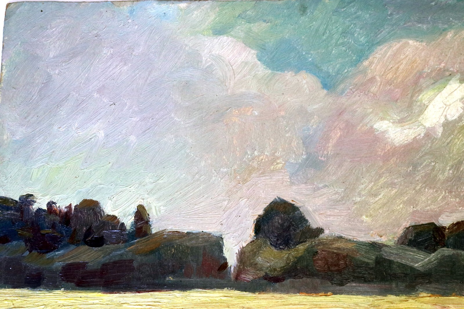 Ukraine Soviet Impressionist Feild Painting on Paper