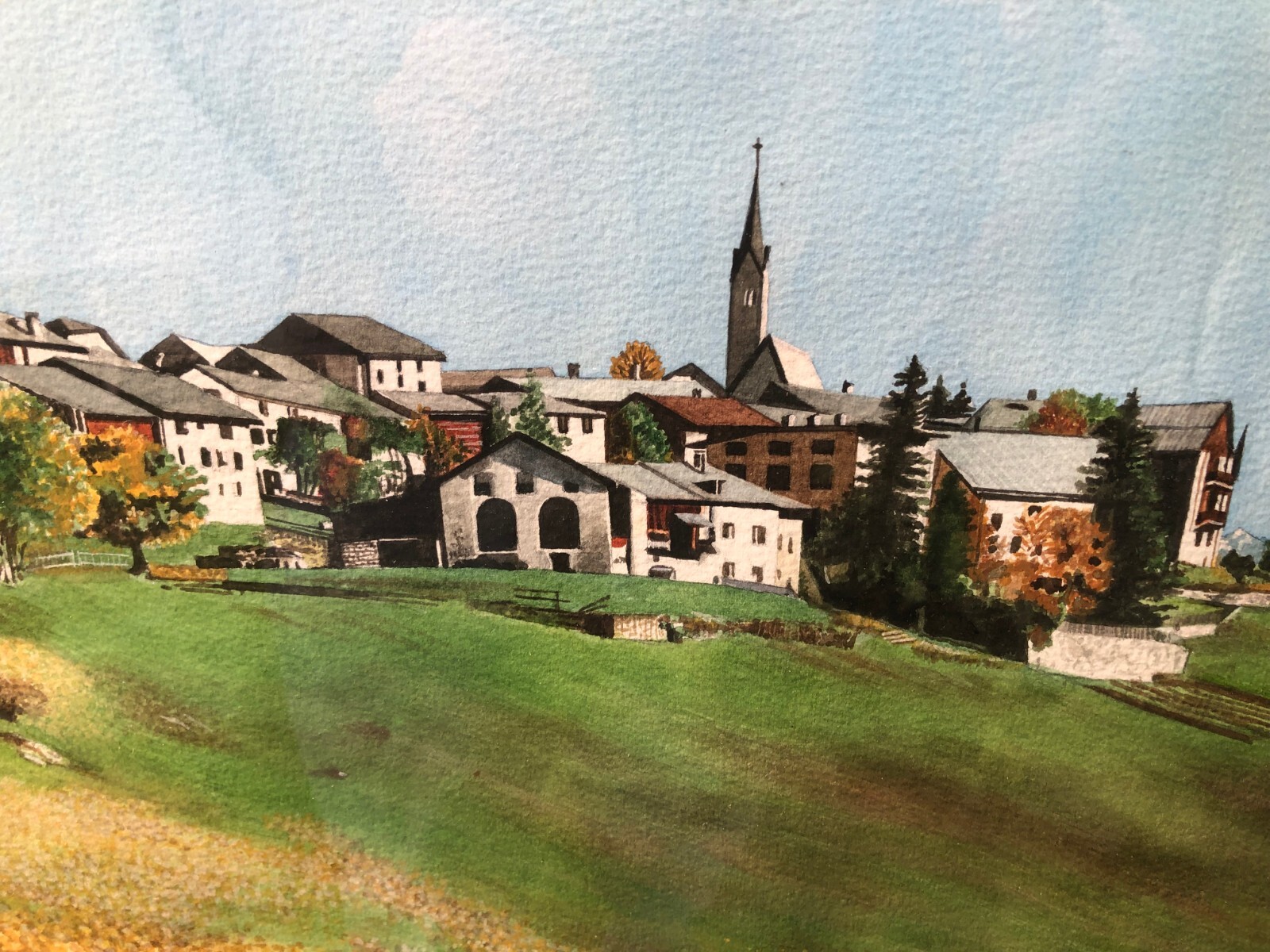 FERNANDO ROBLES Original SWISS ALPS LANDSCAPE WATERCOLOR LISTED MEXICAN ARTIST