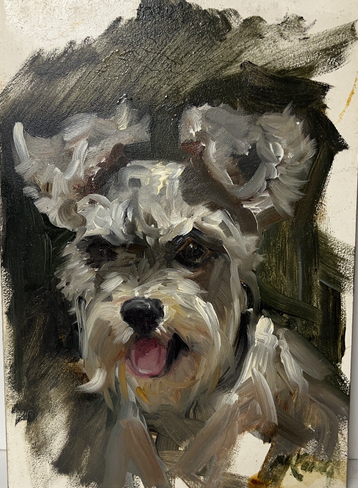 Miniature Oil Painting Of Happy Little Big Heart, 5”x7” By Margot King