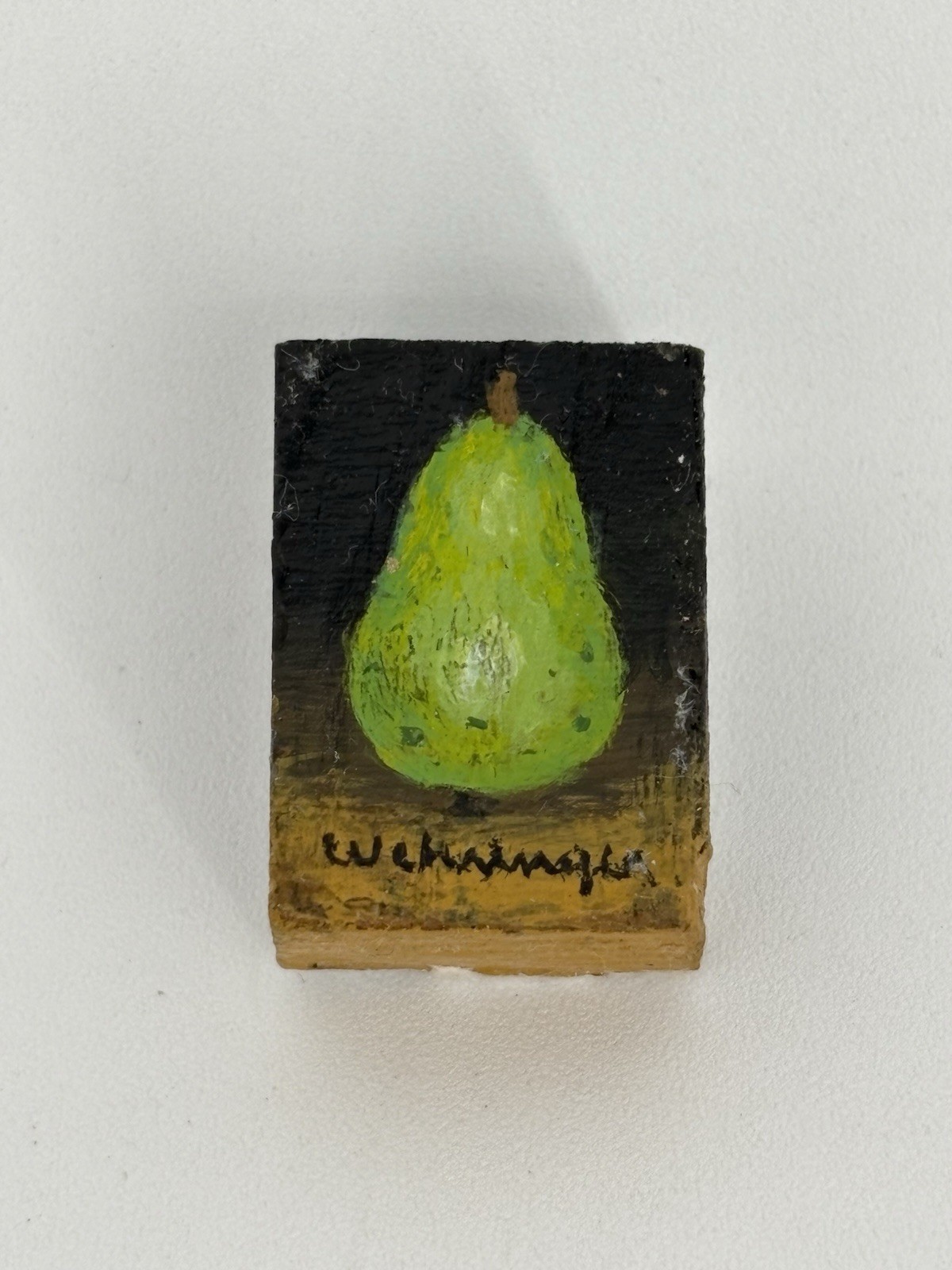 Charles Wehringer Miniature Oil Painting – Pear, Americana 20th Century