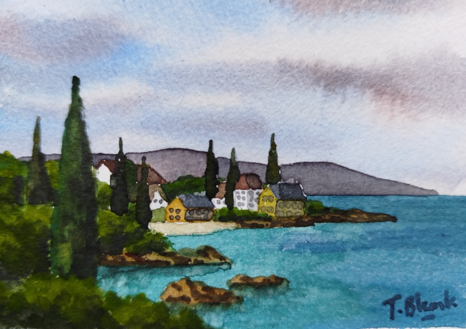 ORIGINAL WATERCOLOUR – On The Tuscan Coast.