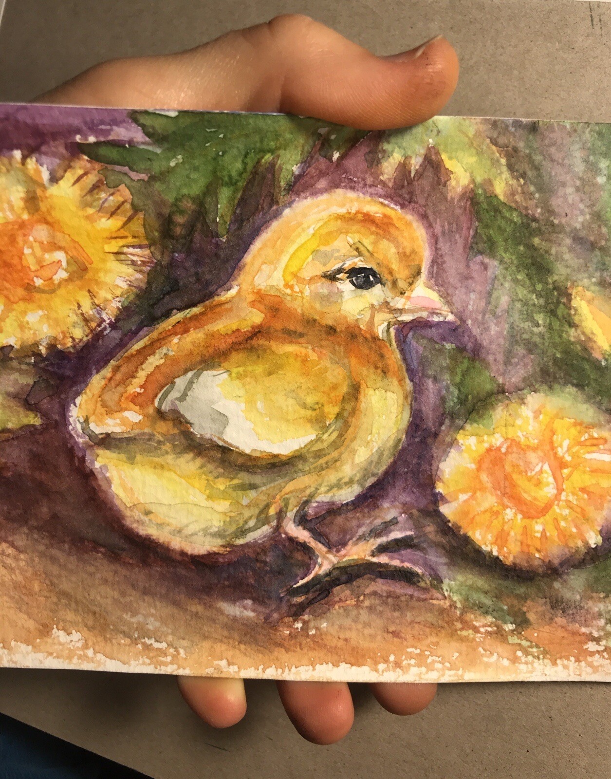 Watercolor Painting Original Chicken Bird Wall Art. 5×7 Farm Animal Wall Decor