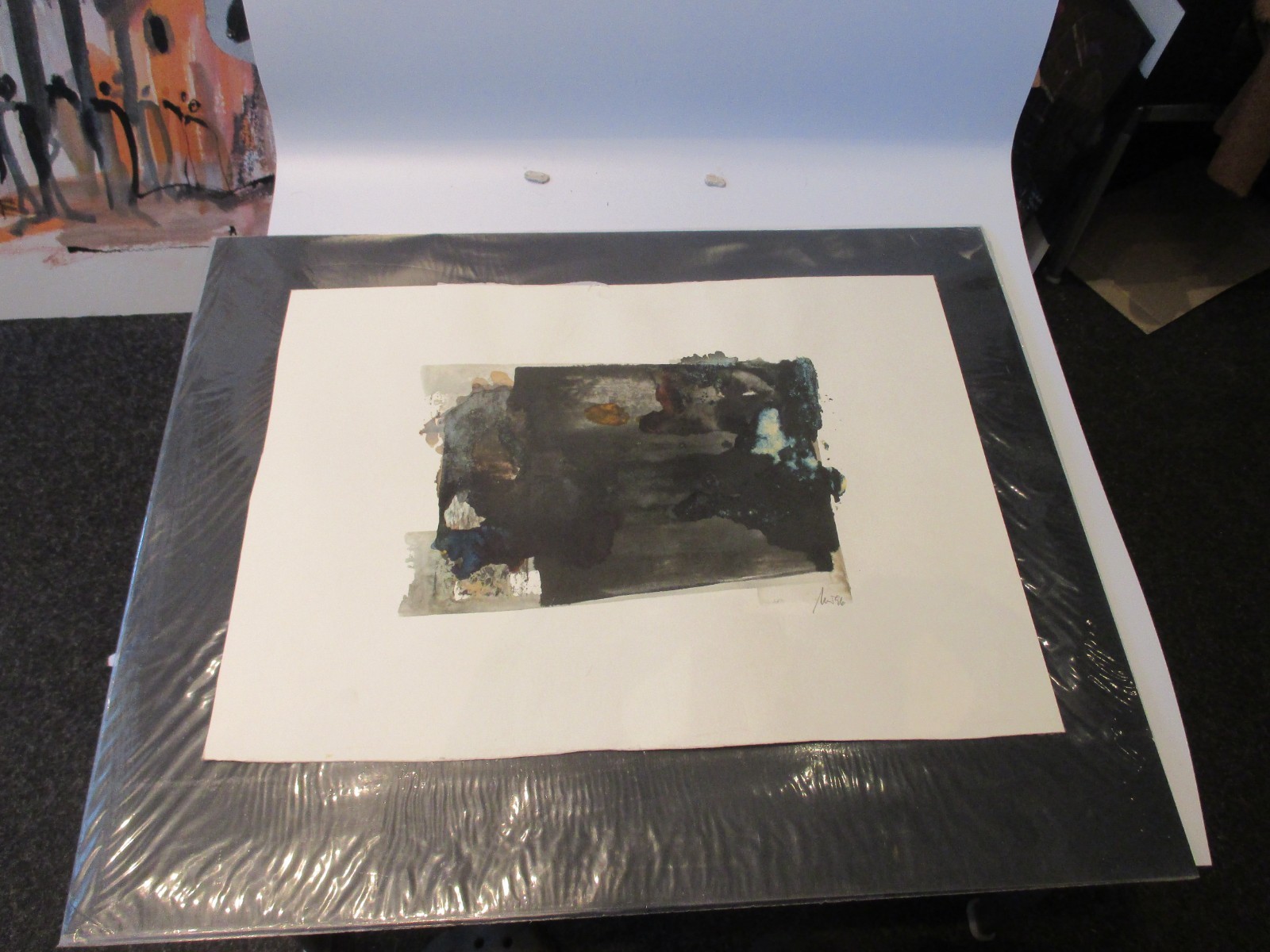 Abstract composition – Mü ́96 collage, paper, color earth colors 41×51 cm