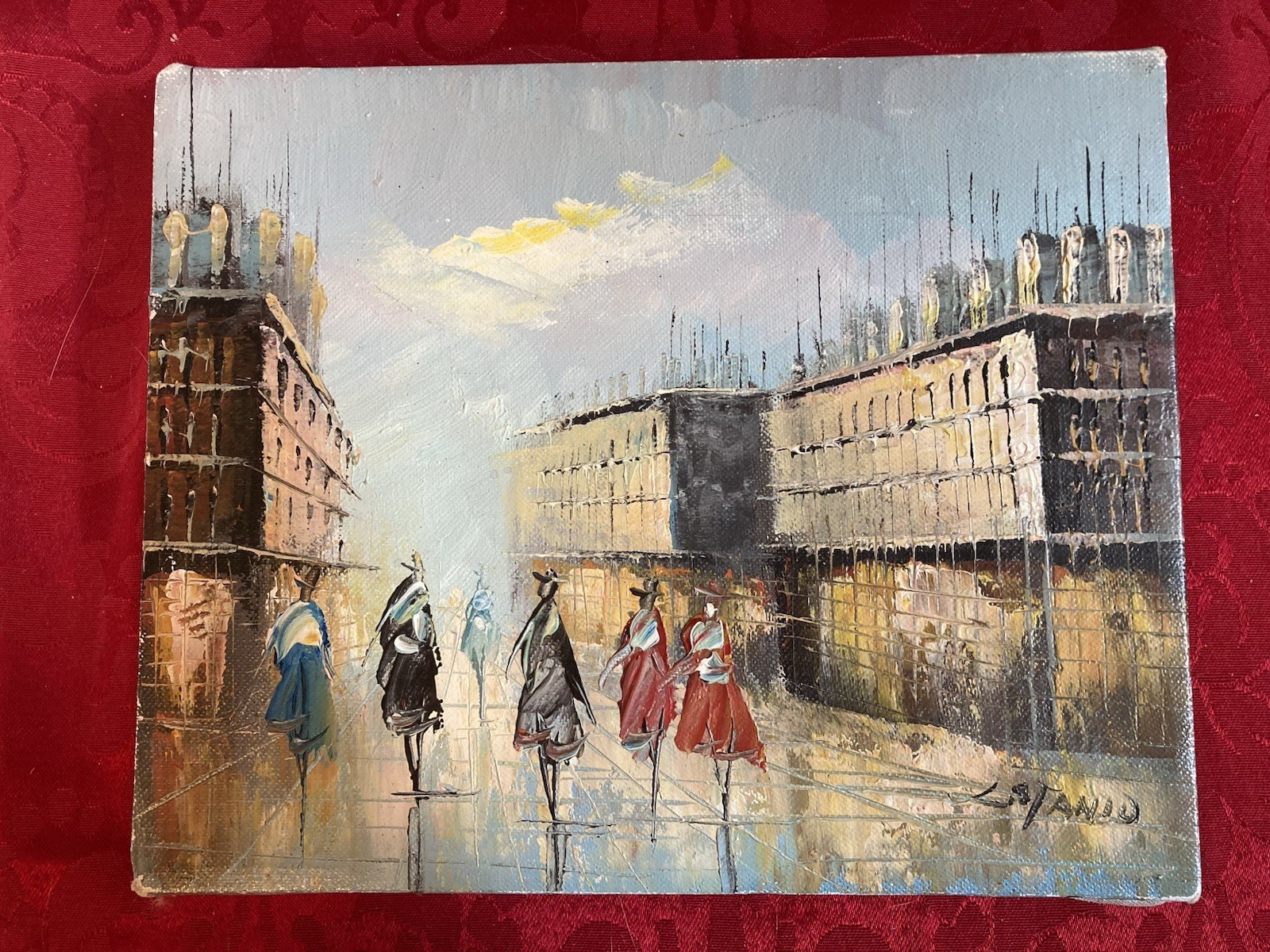 MCM PARIS Street Scene Women Fashion Signed Original Oil Impressionist 8×10