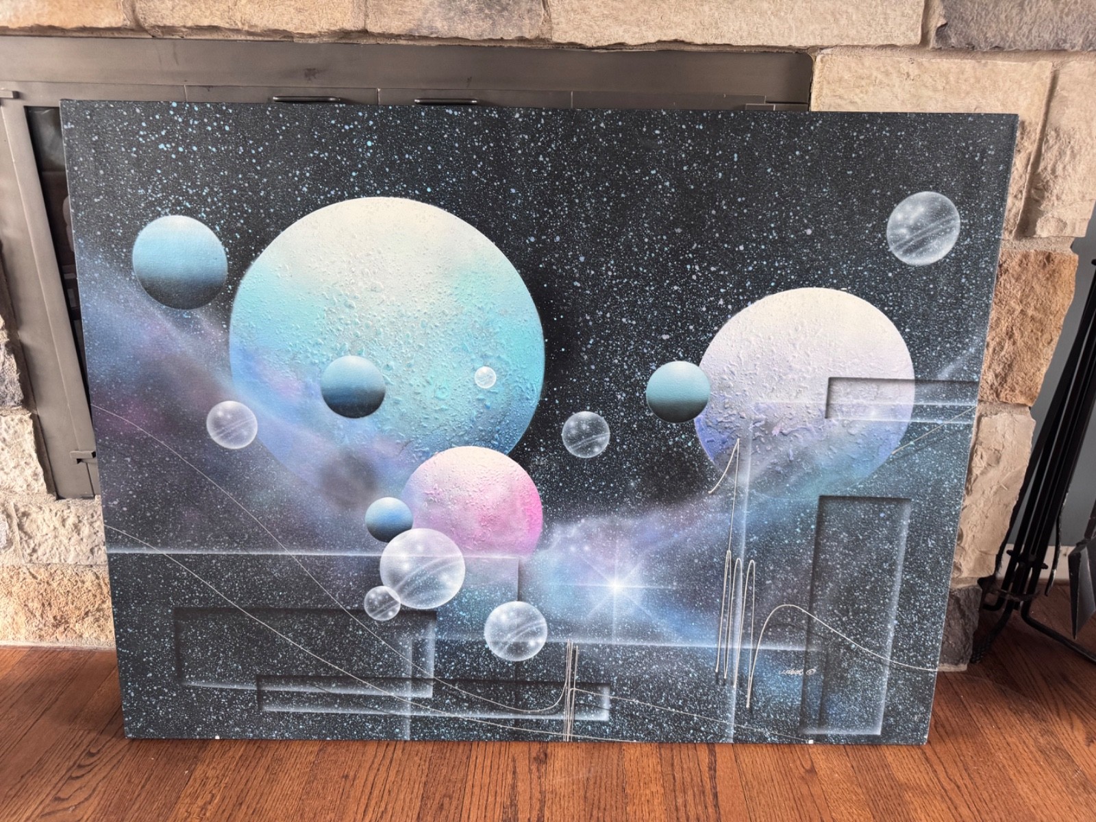 ORIGINAL SIGNED JOSEF KUGLER ABSTRACT PAINTING ACRYLIC CANVAS RARE 36″x48″