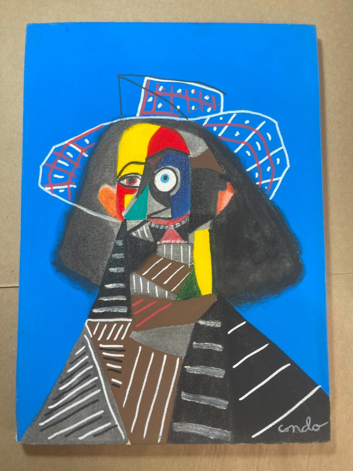 GEORGE CONDO painting oil on canvas signed stamped vintage
