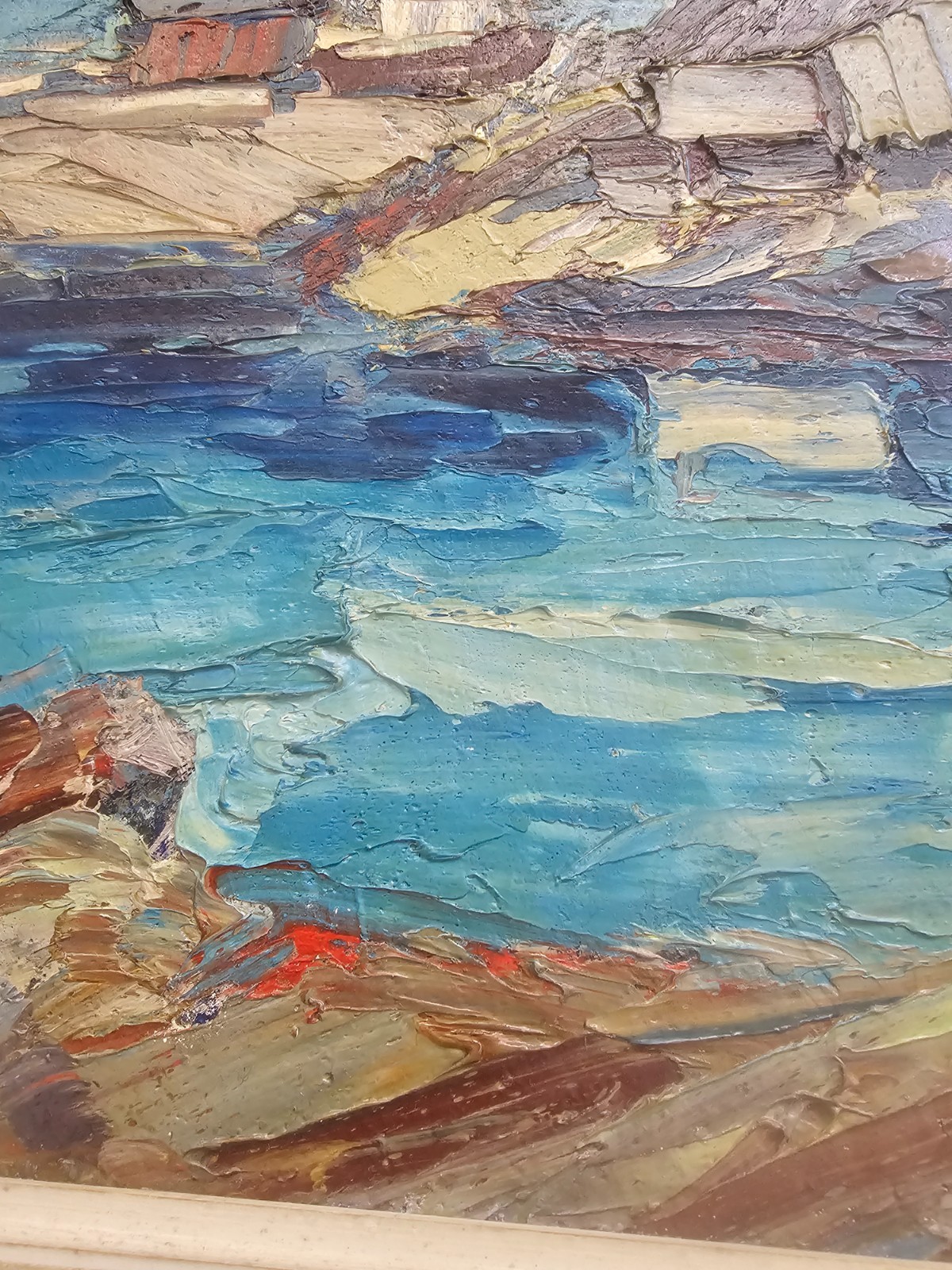 ORIGINAL MID CENTURY SCANDINAVIAN COASTAL OIL PAINTING NORDIC SEASCAP SIGNED -5?