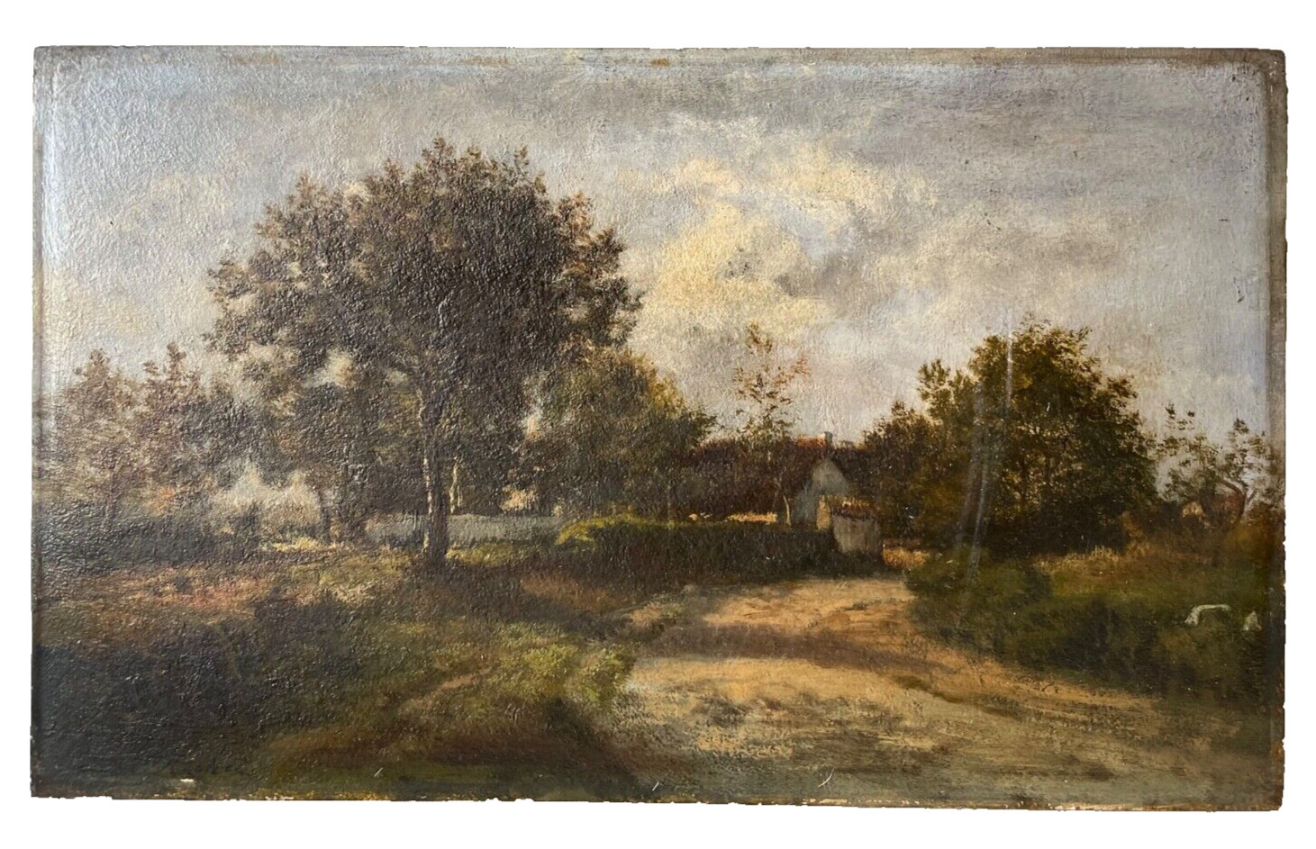 Leon RICHET (1843-1907) – School of Barbzion Oil on Panel – Farm Landscape