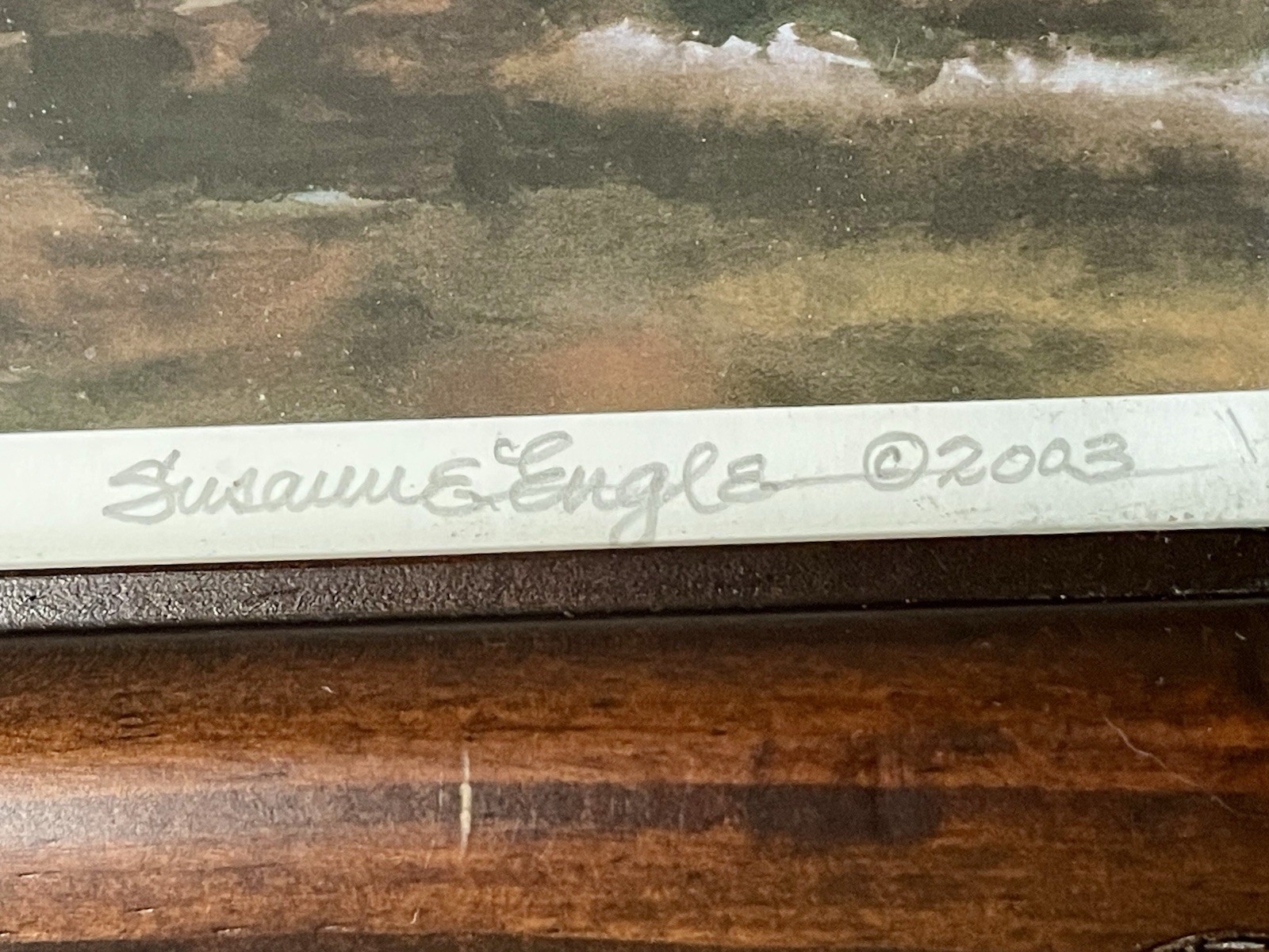 Susanne Engle Signed Horse Print Horses Crossing a Stream Watercolor Ltd Ed 9×11