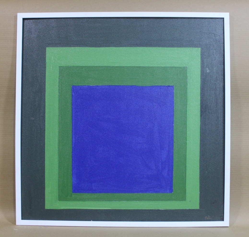Josef Albers Oil on Masonite – Signed 1971, Good Condition, Framed VERY NICE