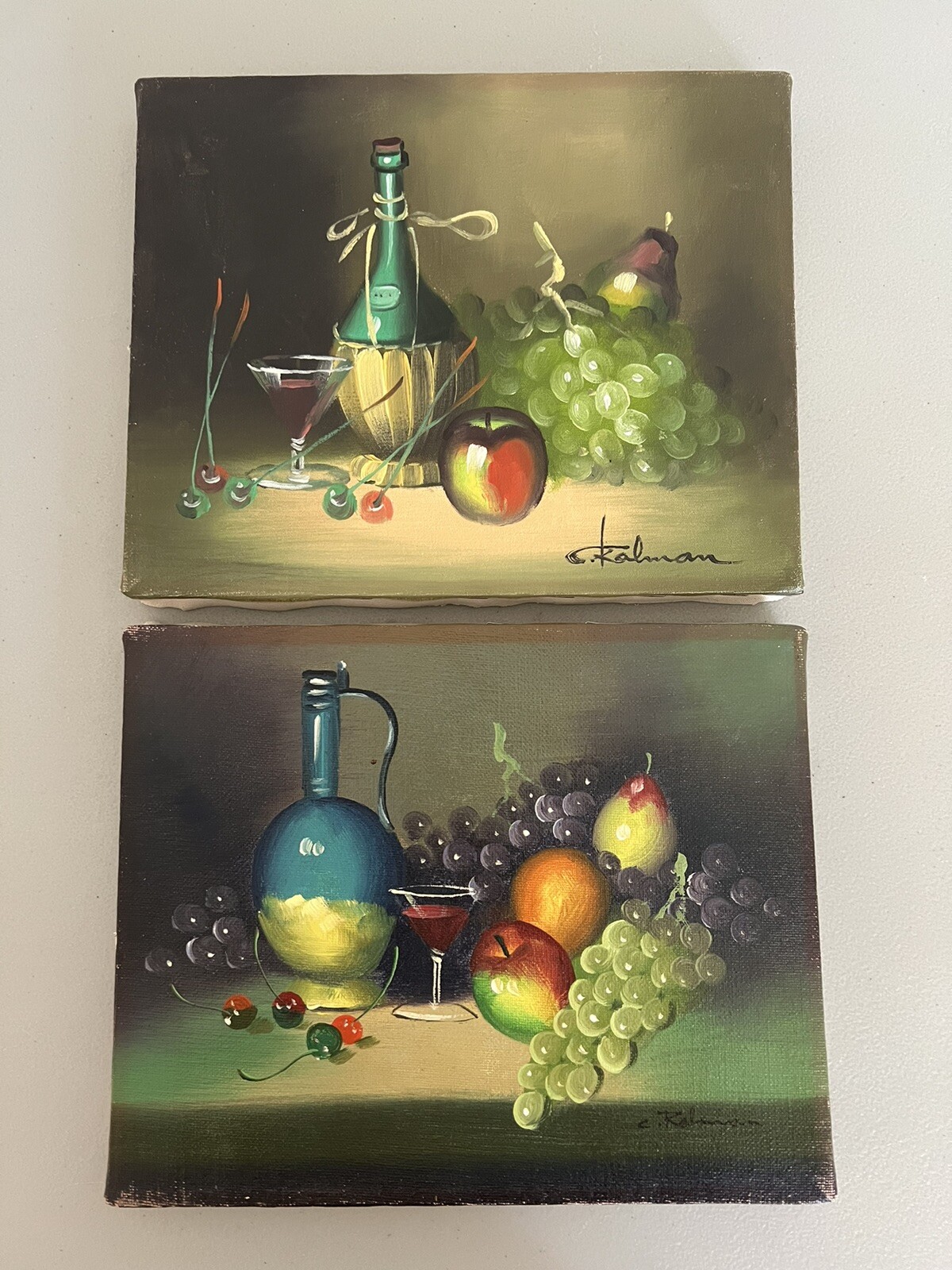 Original Still Life oil paintings on canvas, Fruits, Unframed 8×10 Set Of 2