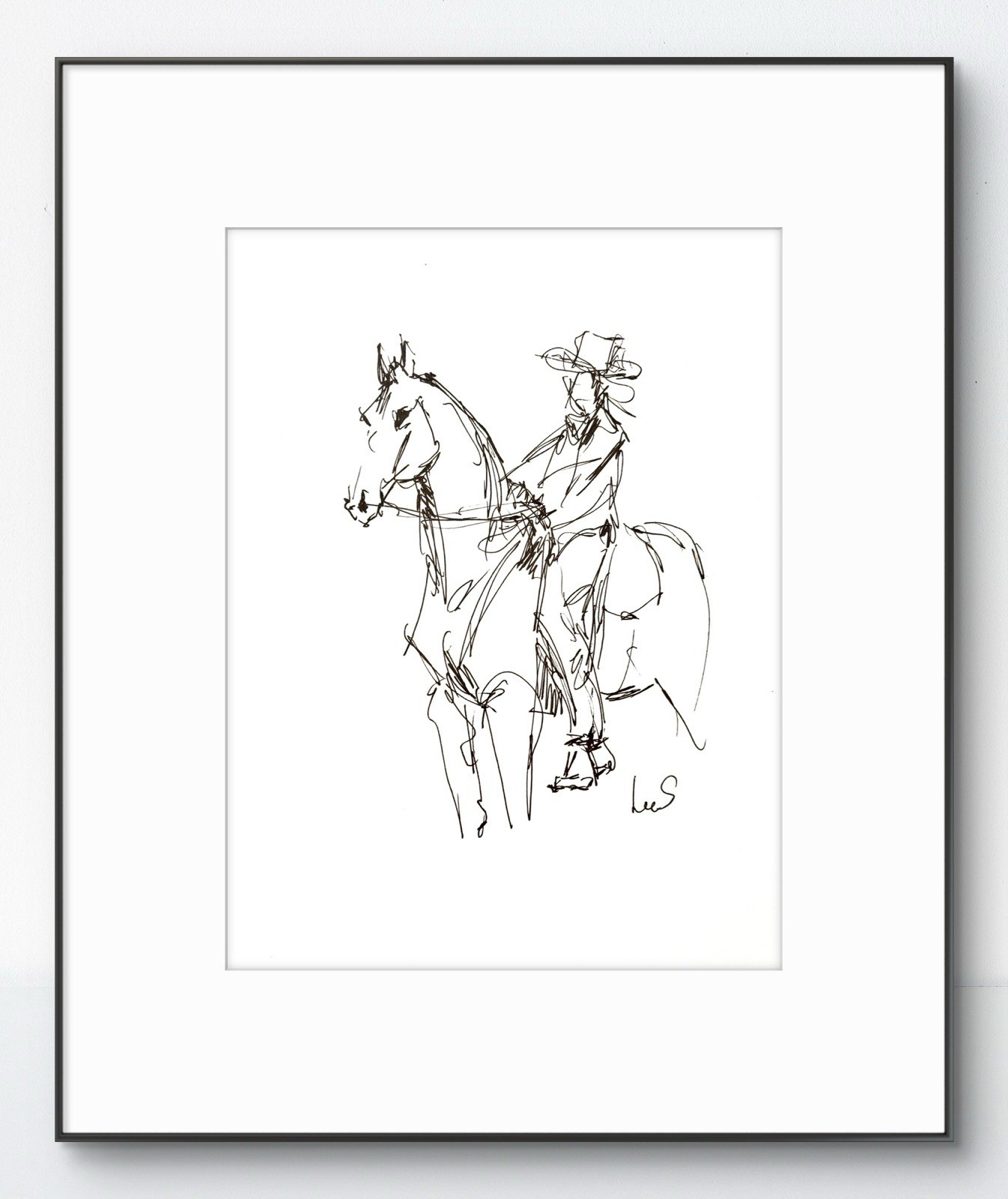 Original Abstract Expressionism 9X12 Cowboy Paper Ink Gesture Handmade Signed 14