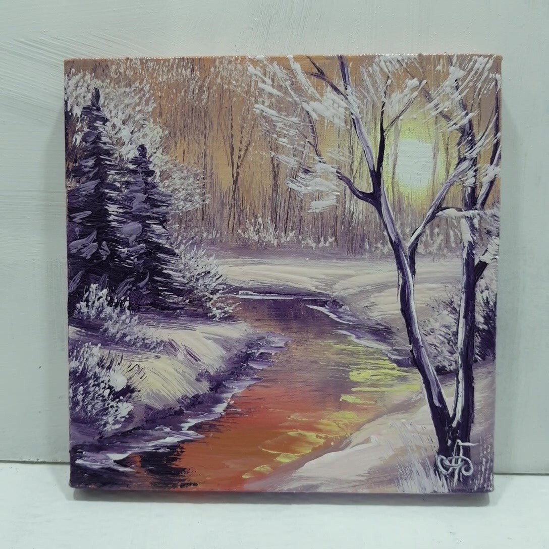 Gift Original Winter Painting Hand Painted Wall Art Home Decor Ukrainian Artist