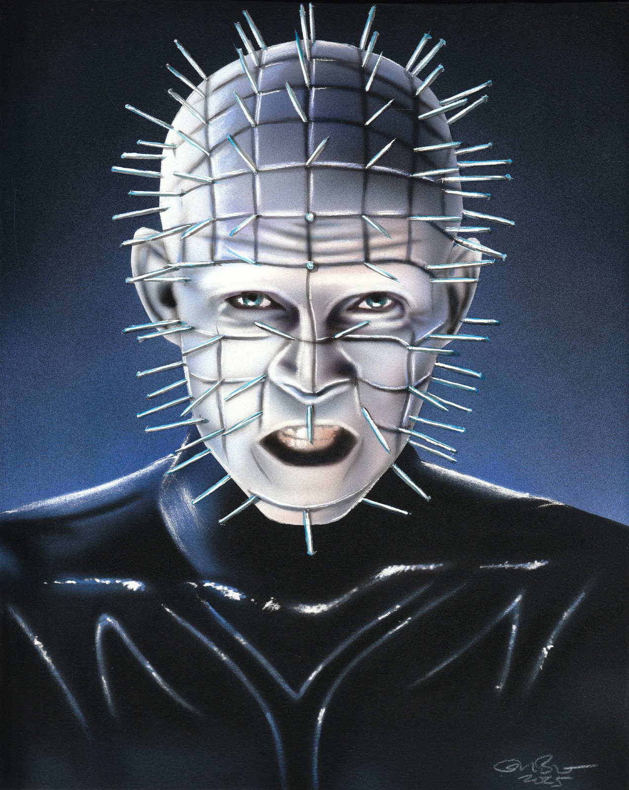 Pinhead Hellraiser 8×10 Original Painting Airbrush Horror Movies Cenobites