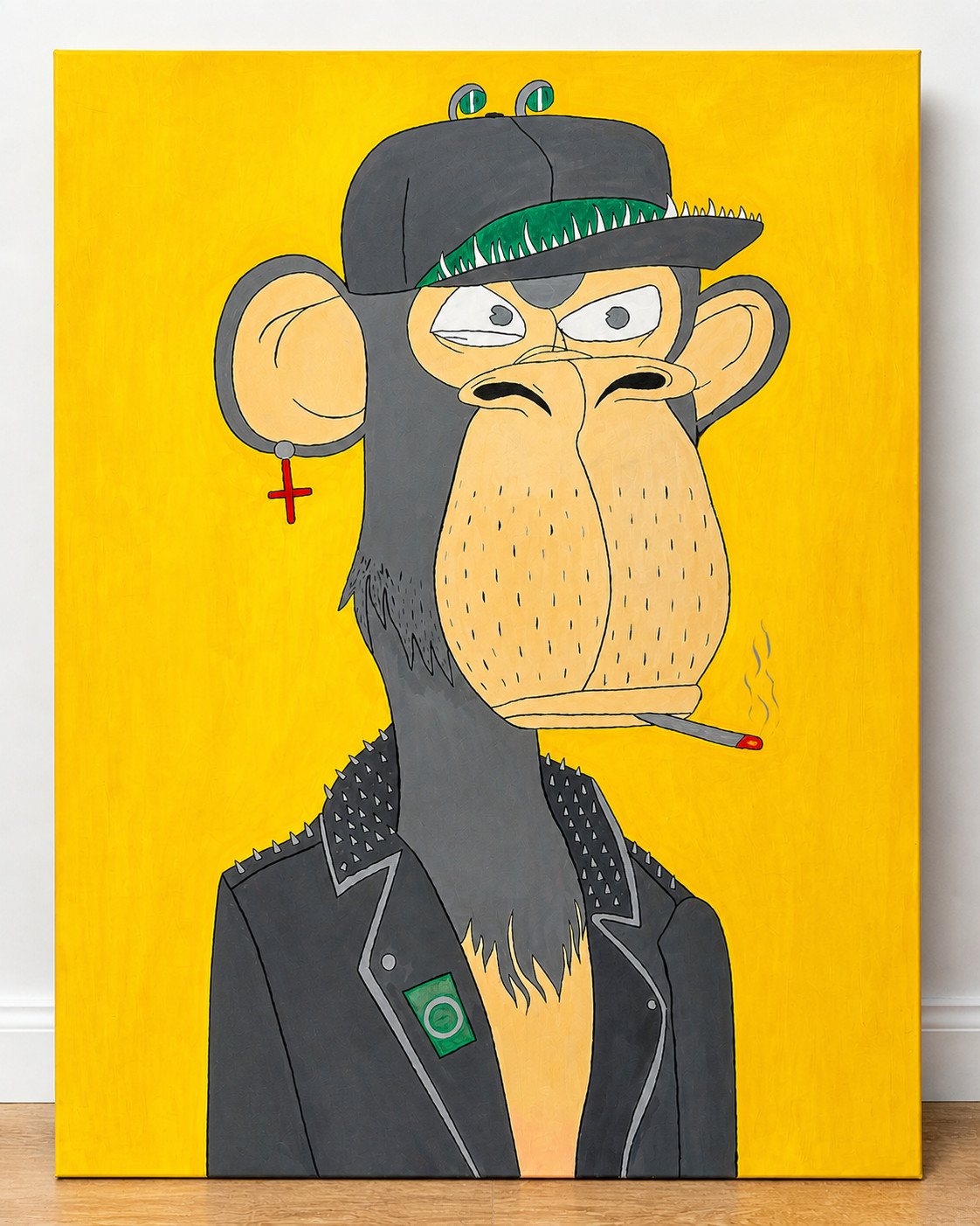 Original Street Pop Art Painting Monkey Punk 36×48 Canvas Signed TIMO 2022 Large