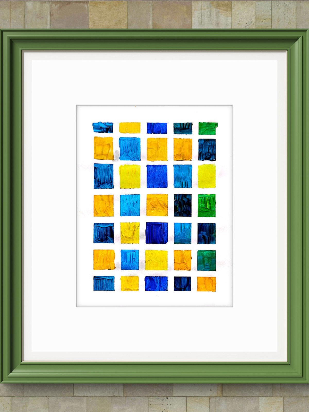 Tile Mosaic Colors Contemporary Expressionist Original Acrylic Painting 9×12