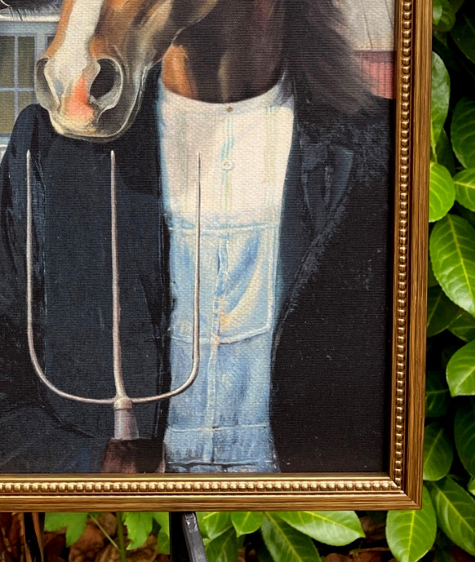 AMERICAN GOTHIC: Farm Animals Remake of 1930’s Iconic Painting, a Canvas Print
