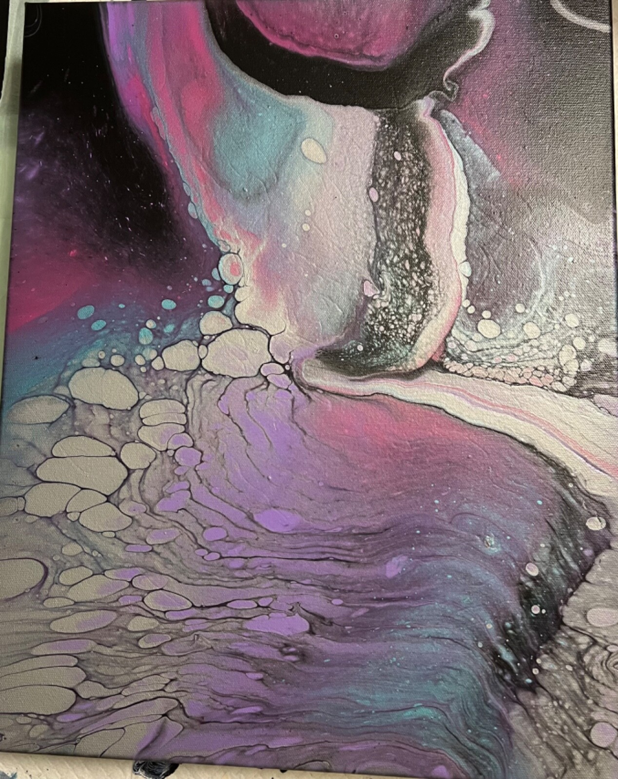 Original hand painted Acrylic Pour Painting on a 16×20 Canvas
