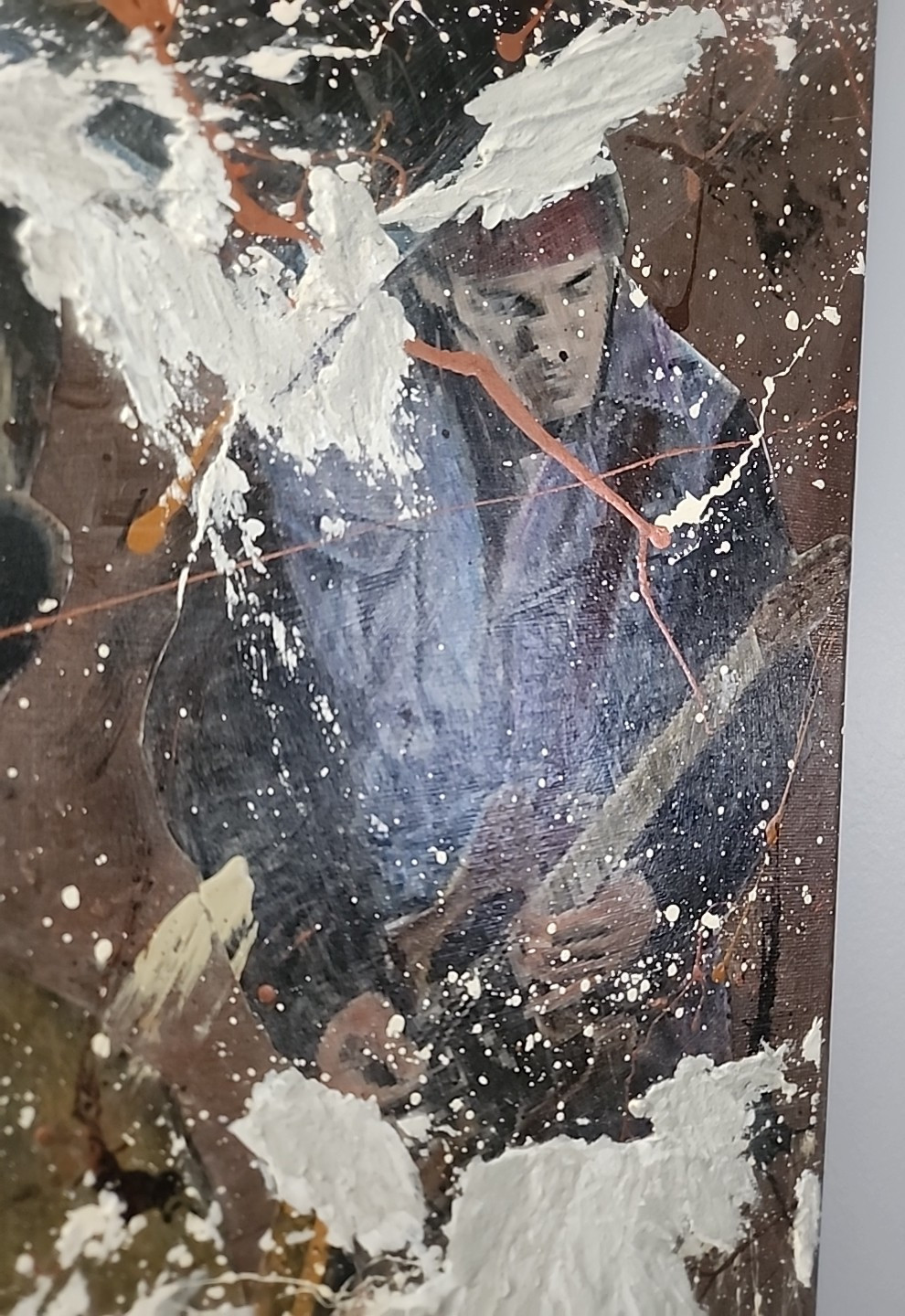 Bruce Springsteen Collage Art Painting Canvas, Signed by Artist, 18×24 Unframed