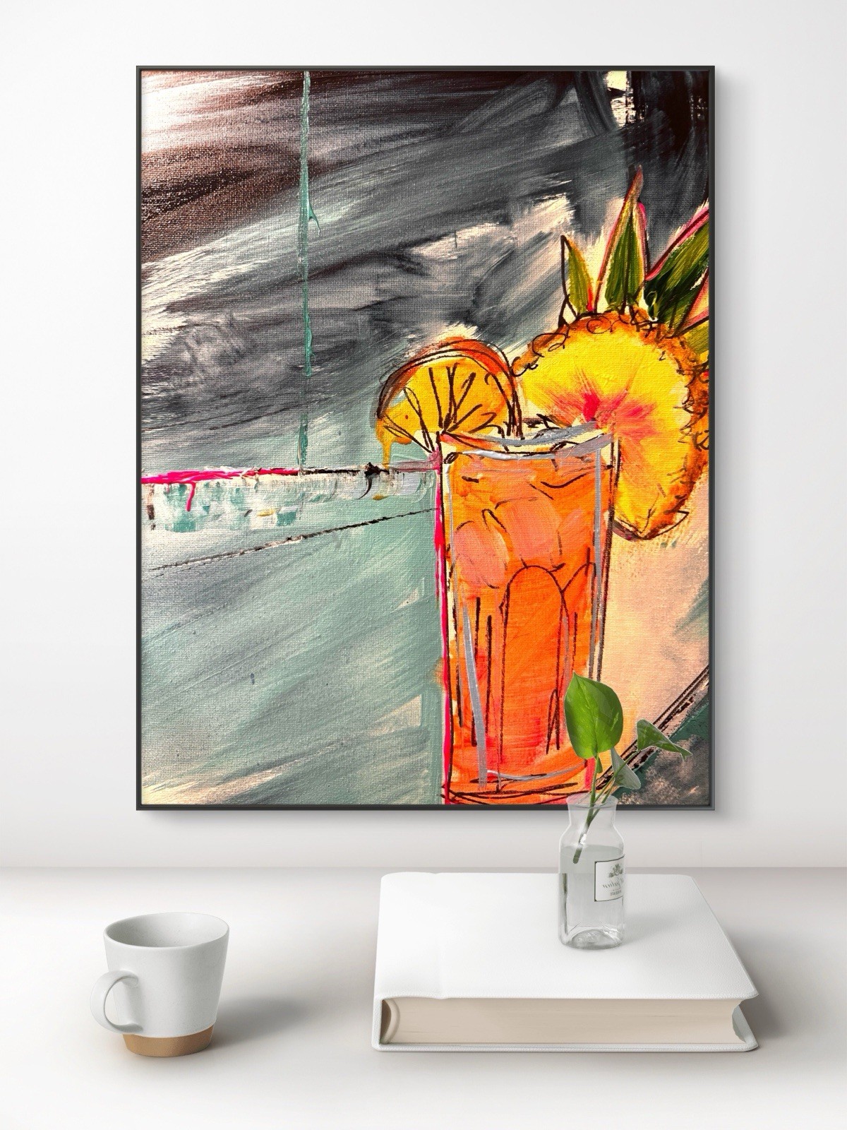 SAMATOWIC Original Abstract 11×14 Cool Drink Hand Painted Signed Wall Decor 270