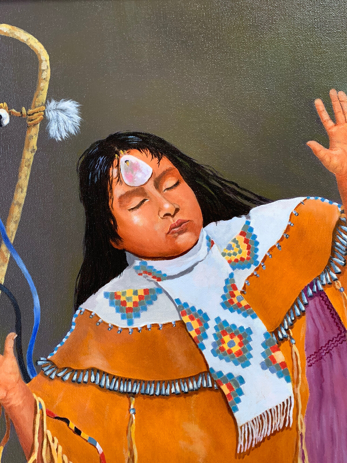OIL PAINTING APACHE MAIDEN NATIVE AMERICAN GIRL WOMAN PORTRAIT￼ By Pawlowske