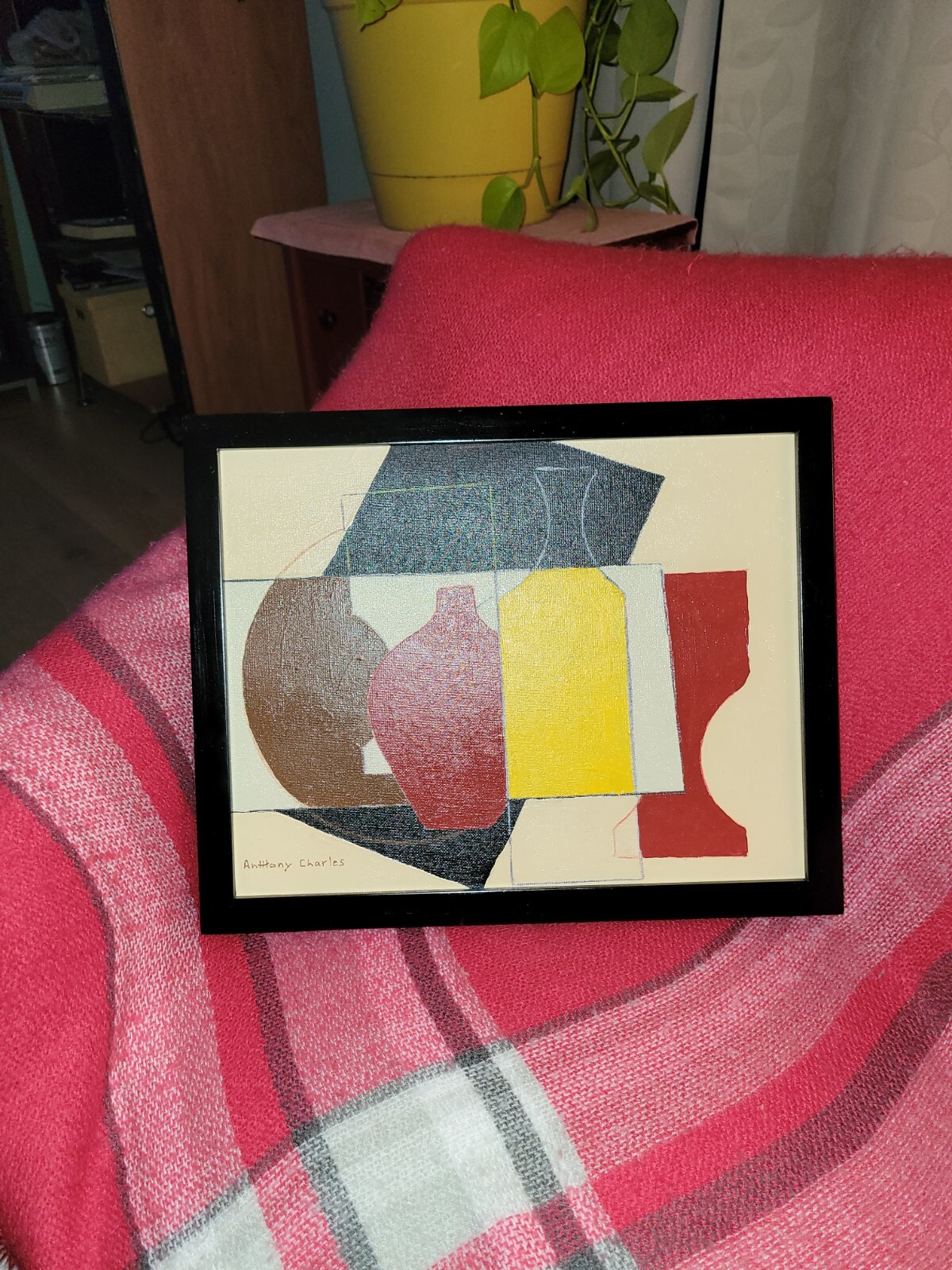 Mid Century Modern Abstract Vintage Style Painting Modernist Original