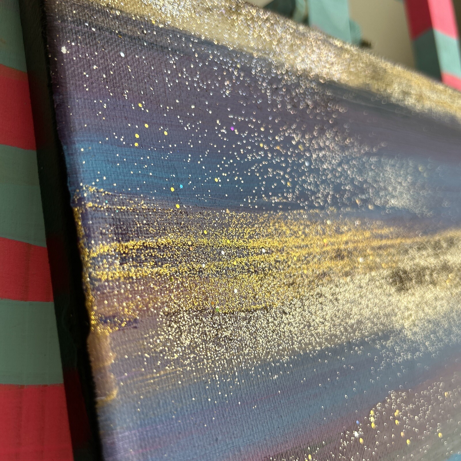 Original Kayla Braden “Midnight” Acrylic Abstract Glitter Painting on Canvas 🌙