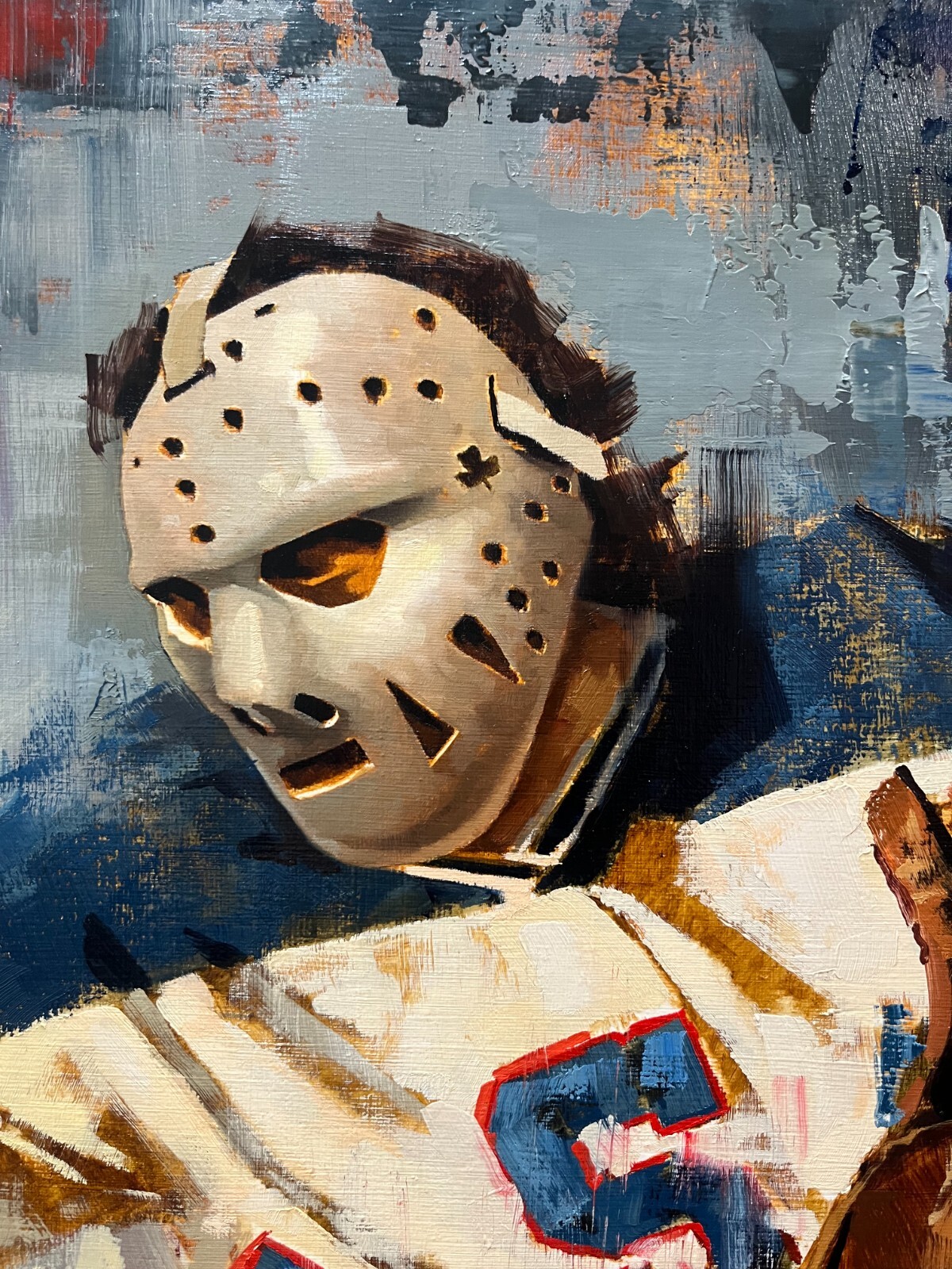 Original Oil Painting of Miracle on Ice Team USA Hockey Goalie Jim Craig