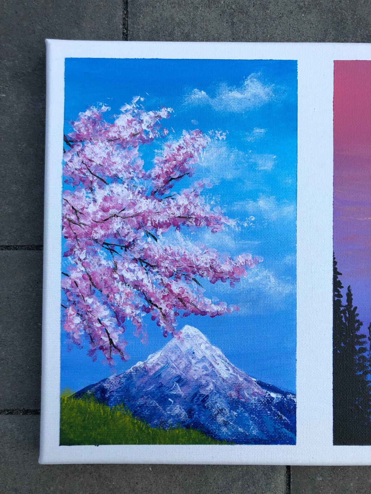 Acrylic Split Canvas Painting – 2 Aesthetic Landscapes Painting – 11″ by 14″