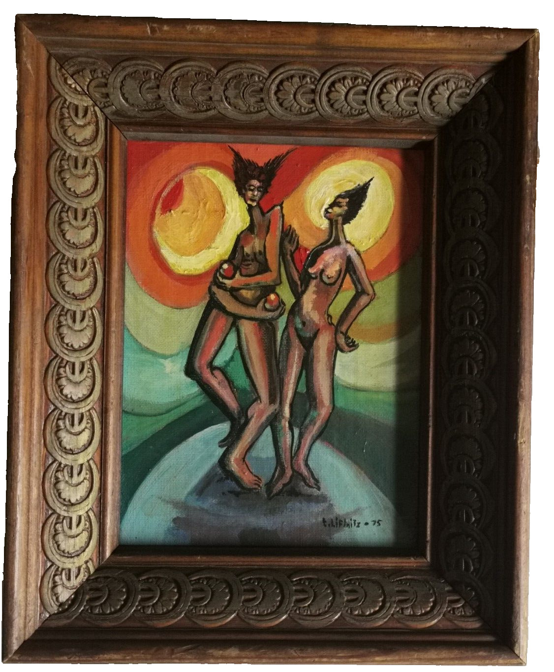 Elias Lifshitz Surrealism Adam and Eva Original Oil Painting on Canvas (693G)