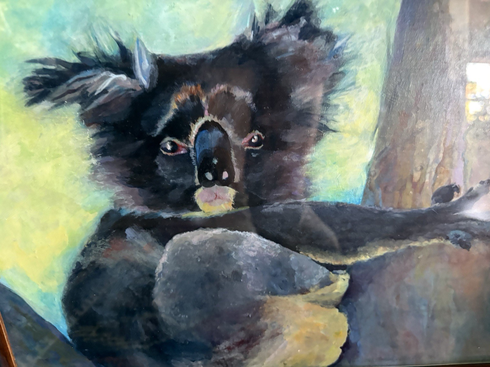 Original Koala Bear Oil Painting Signed C. Huntington Framed Wildlife Art 18″