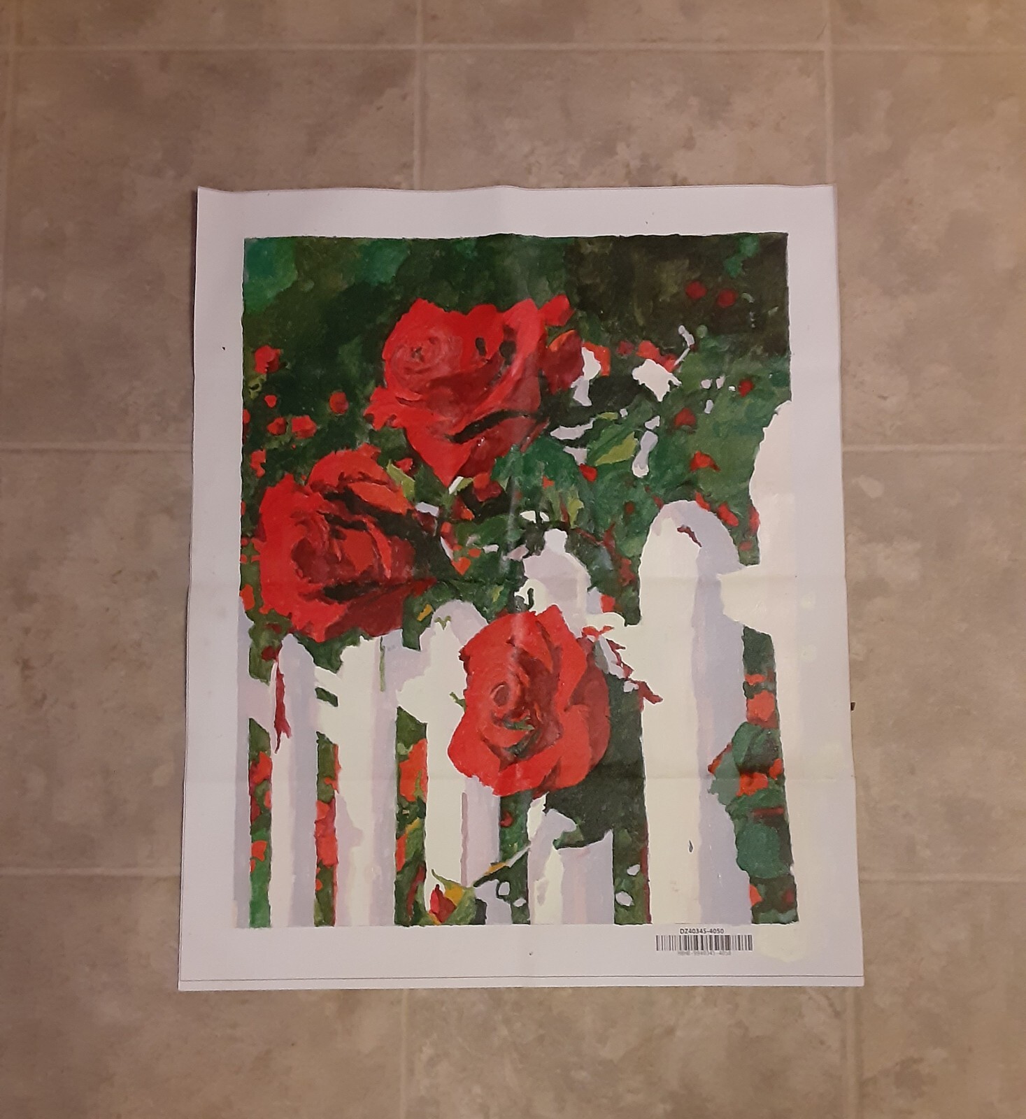 Hand Painted By Number Painting on Canvas Scene, Completed Unframed 16 x 20