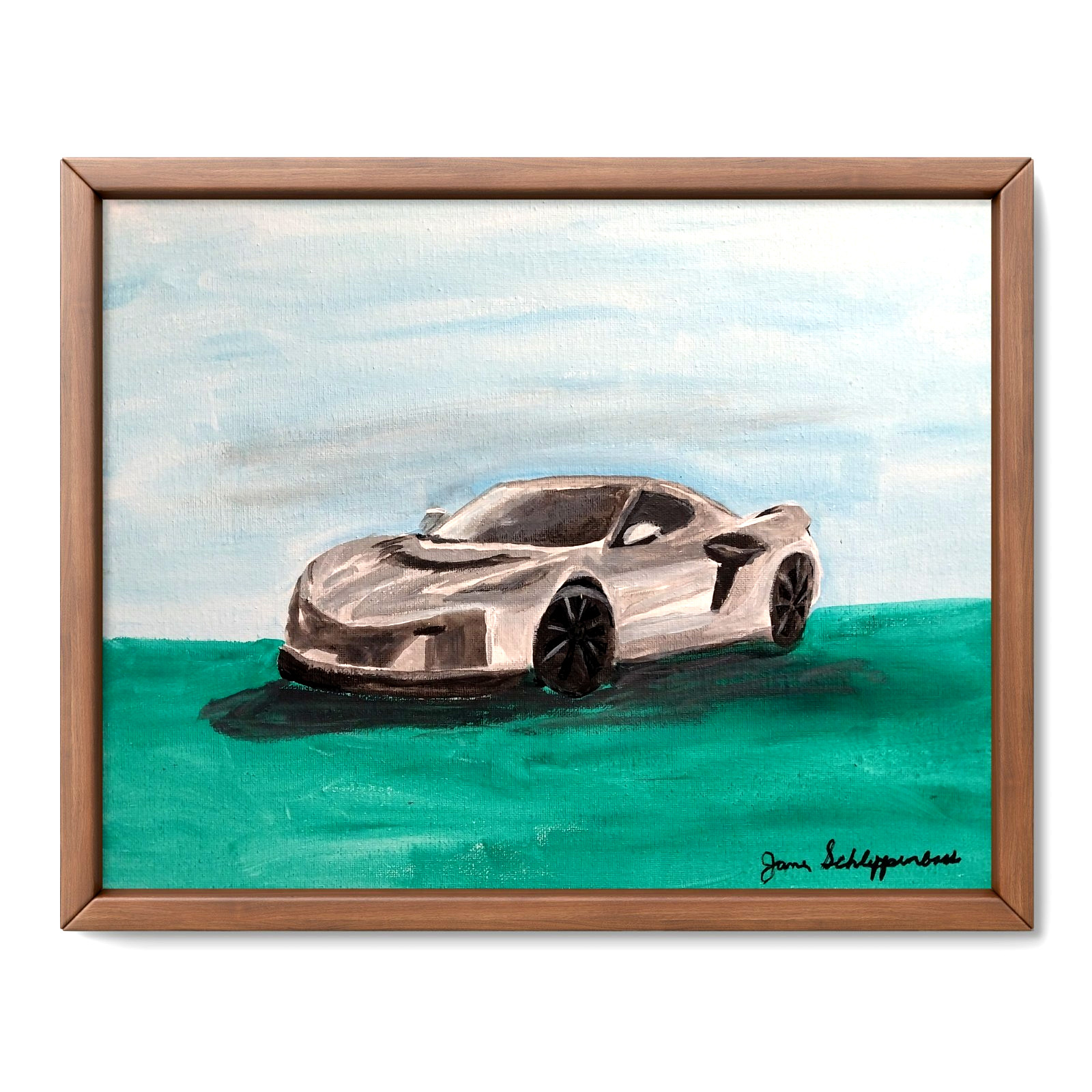 Modern Realistic Car 11×14 Original Signed Canvas Acrylic BACH