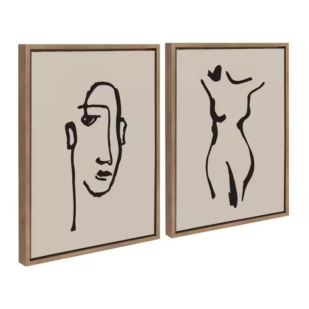 Sylvie Minimalist Neutral Line Art Drawing by the Creative Bunch Studio 2-Piece
