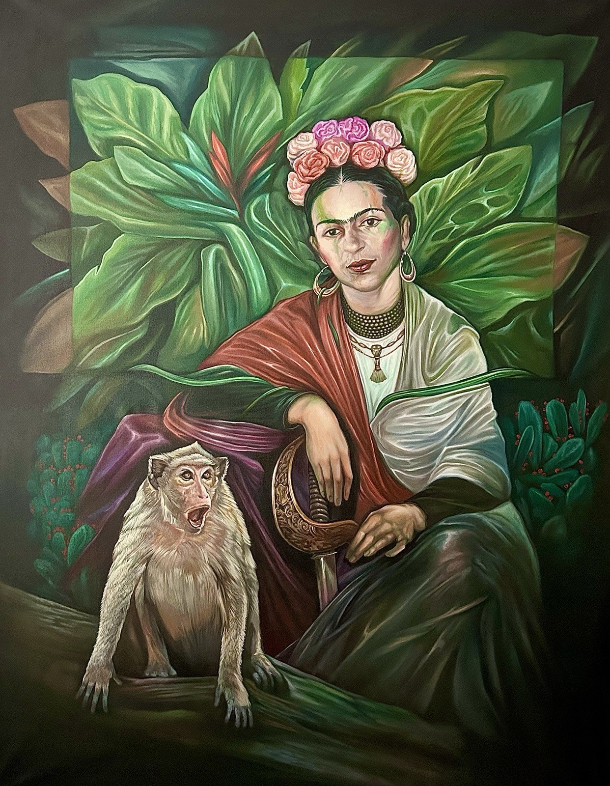 Pintura retrato surrealista de Frida Khalo By Manuel Azcuy (No Frame)