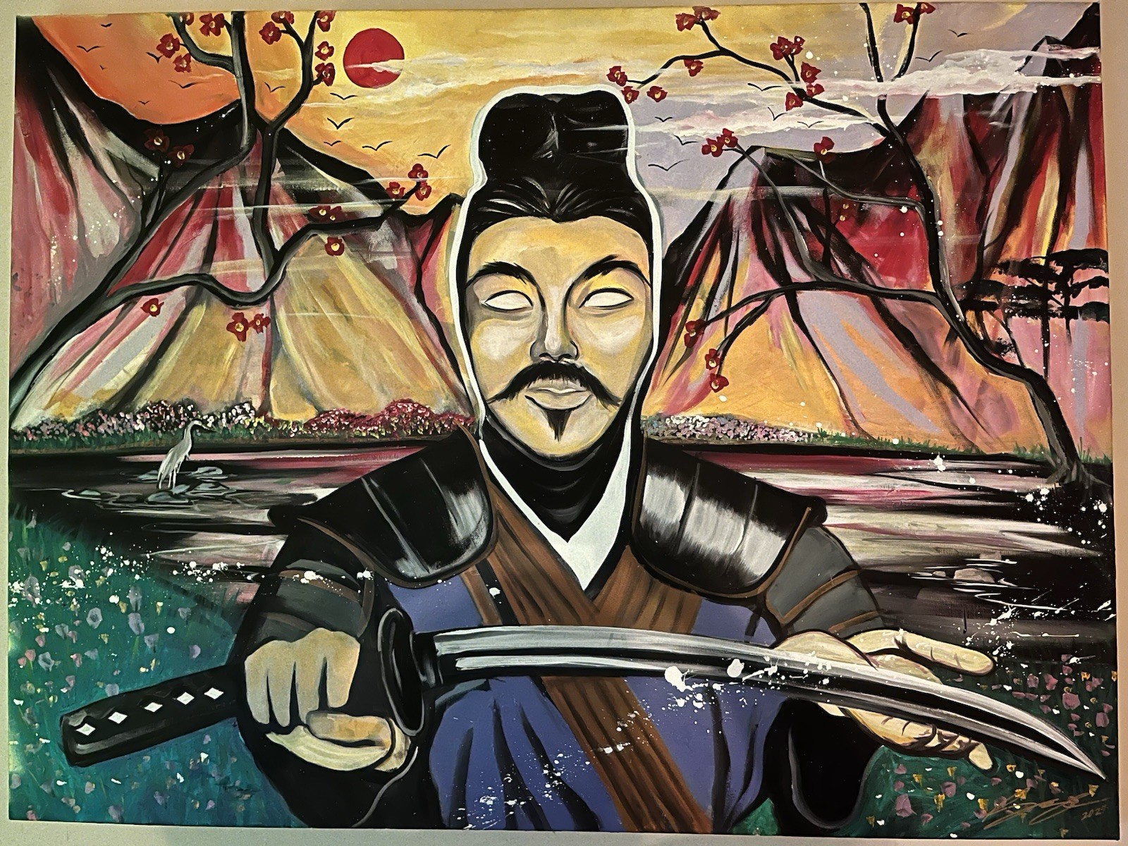 Original Samurai Painting On Canvas