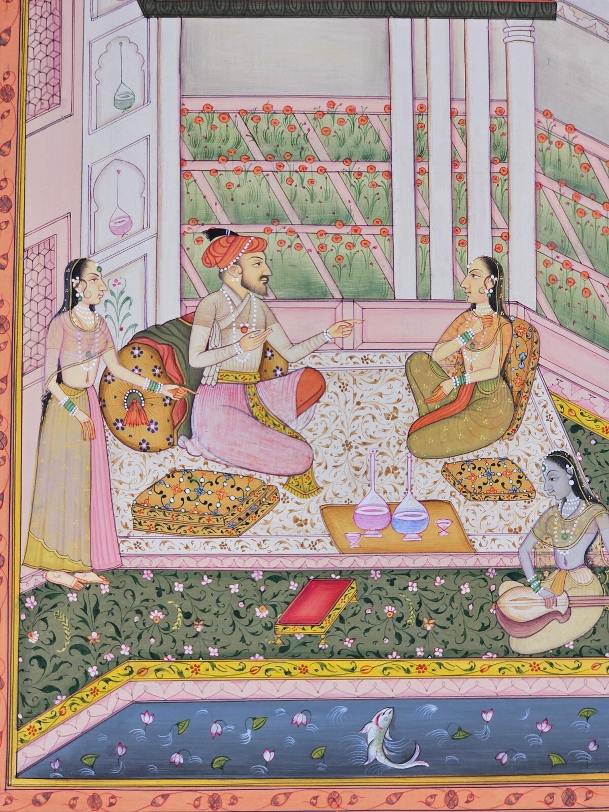 The Mughals Art Painting Indian Miniature Harem Art Painting With Real Gold Work