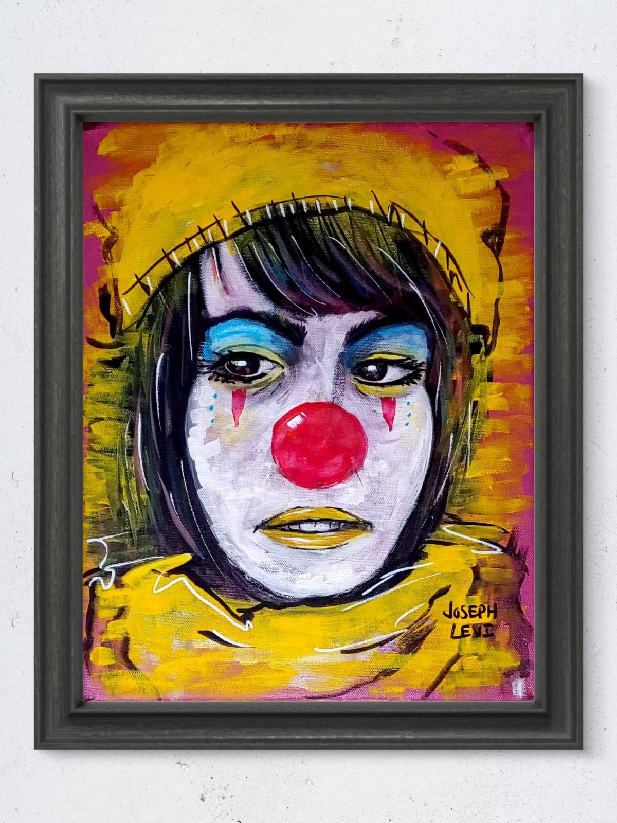 Colorful Contemporary Art 14×11 Original Circus Clown Acrylic Painting Canvas