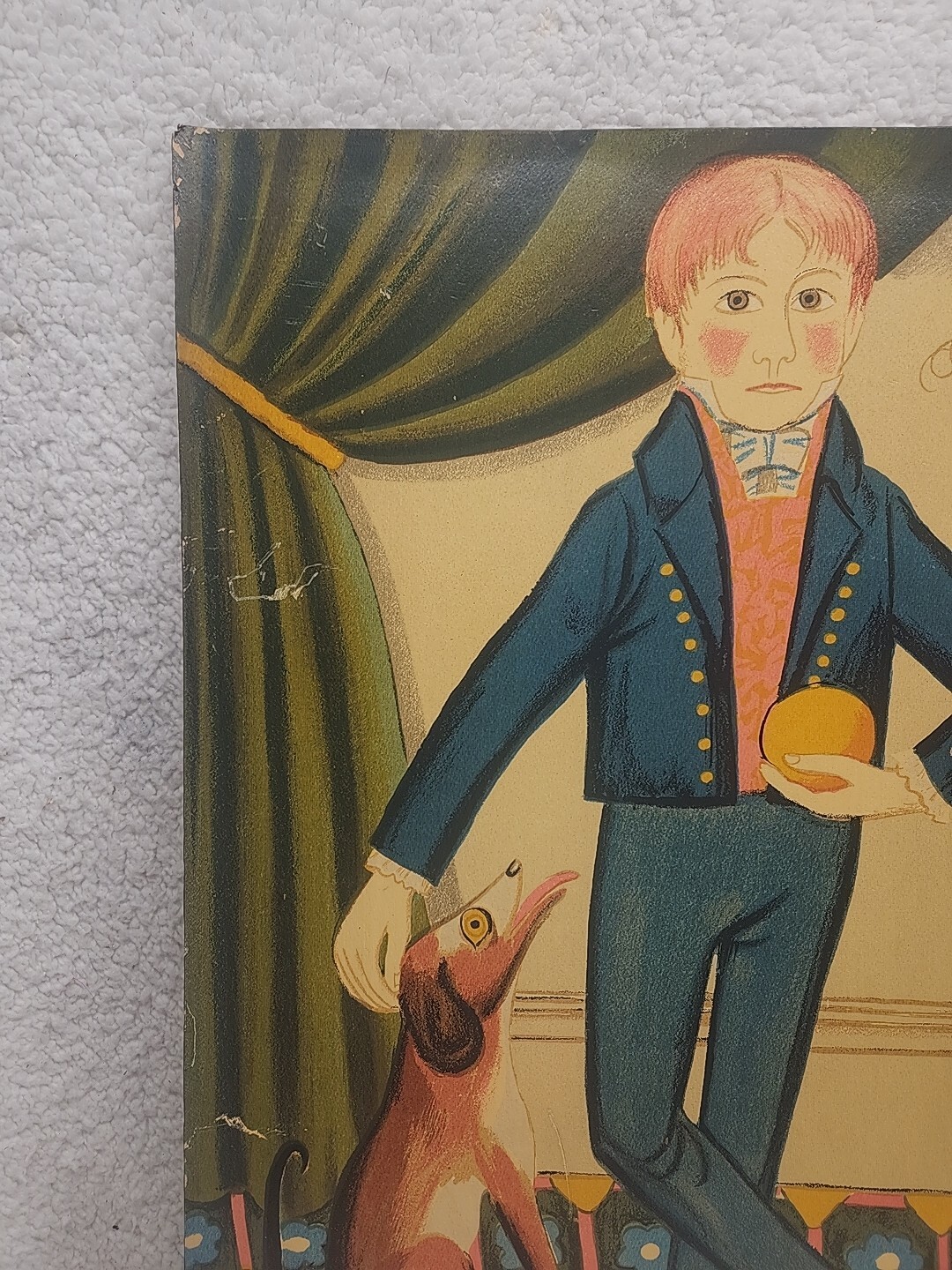 Shabby Chic Vintage Americana Art Litho Boy and His Dog Reproduction