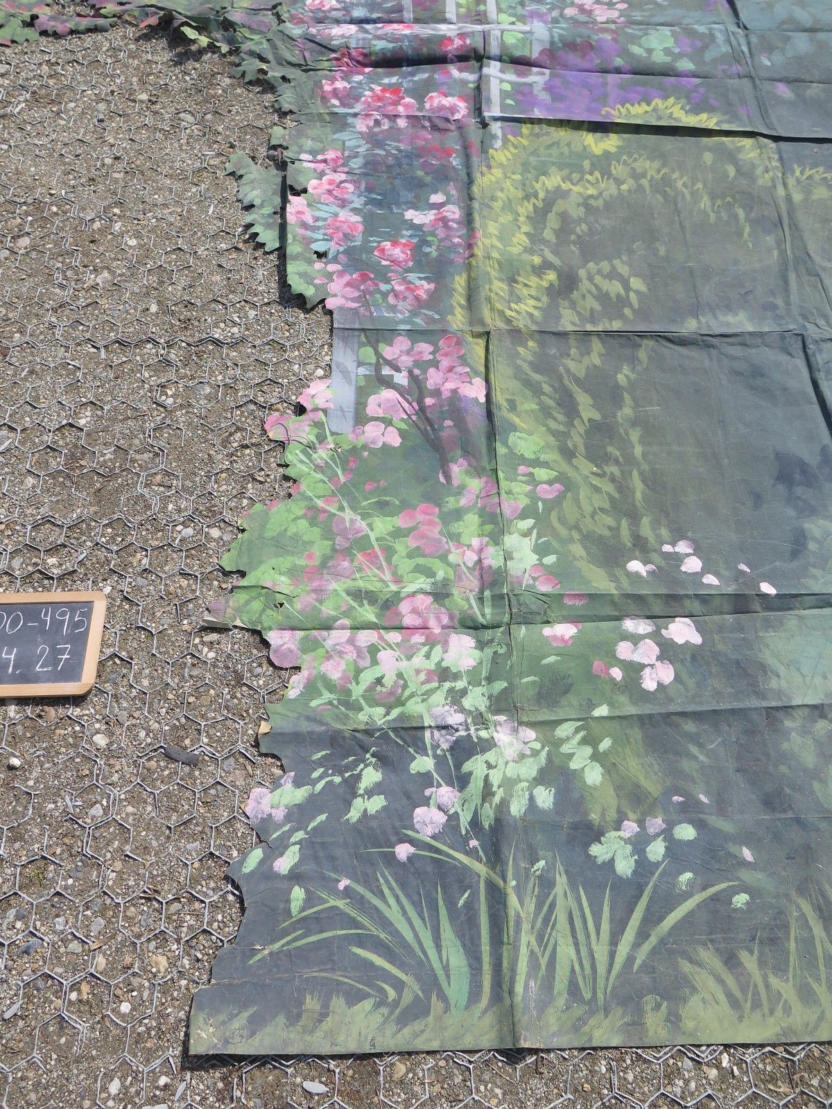 Backdrop Stage Antique Hand-Painted Scenic Artwork Flowers Garden CL4.27