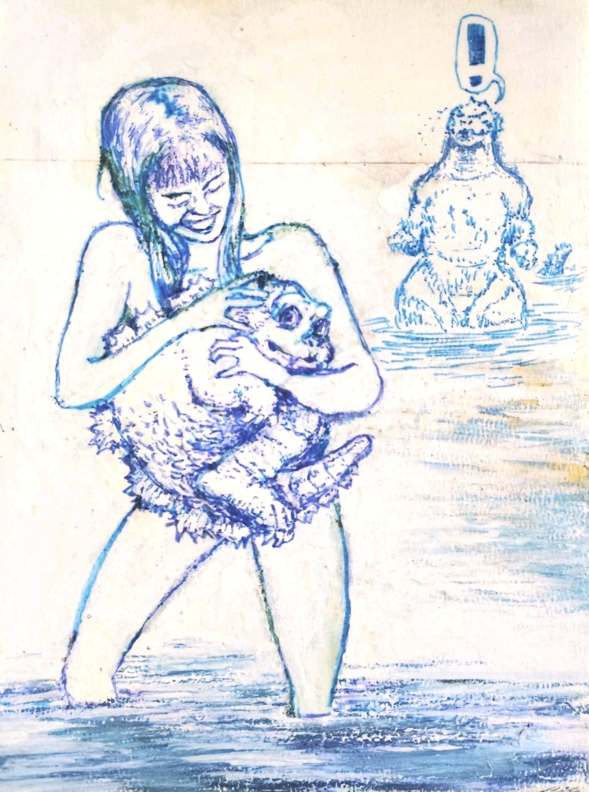 9 inch x 12 inch – Godzilla Mixed-Media Drawing – NO FRAME by A. Avila